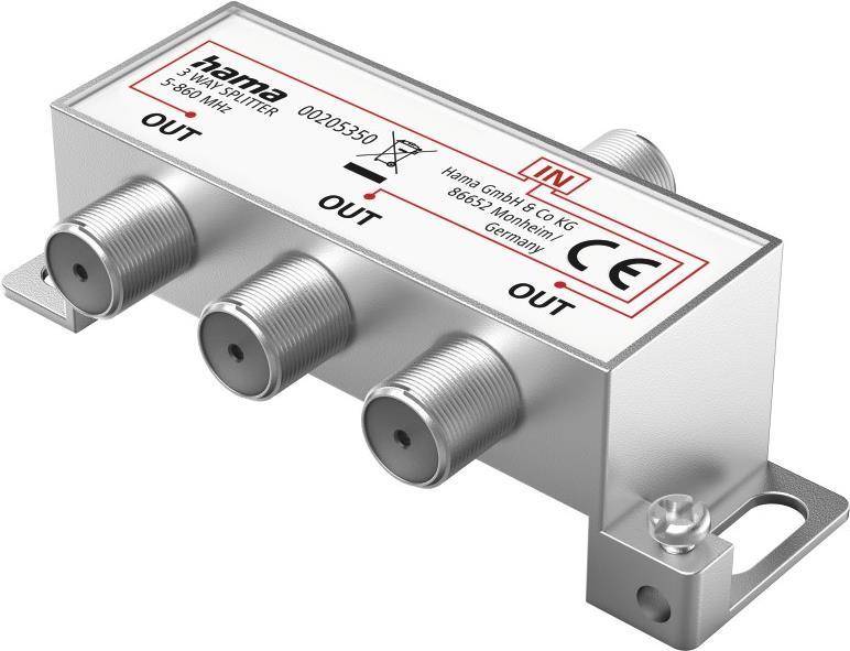 Hama Breitband-Kabelverteiler, 3-fach, voll geschirmt (00205350)