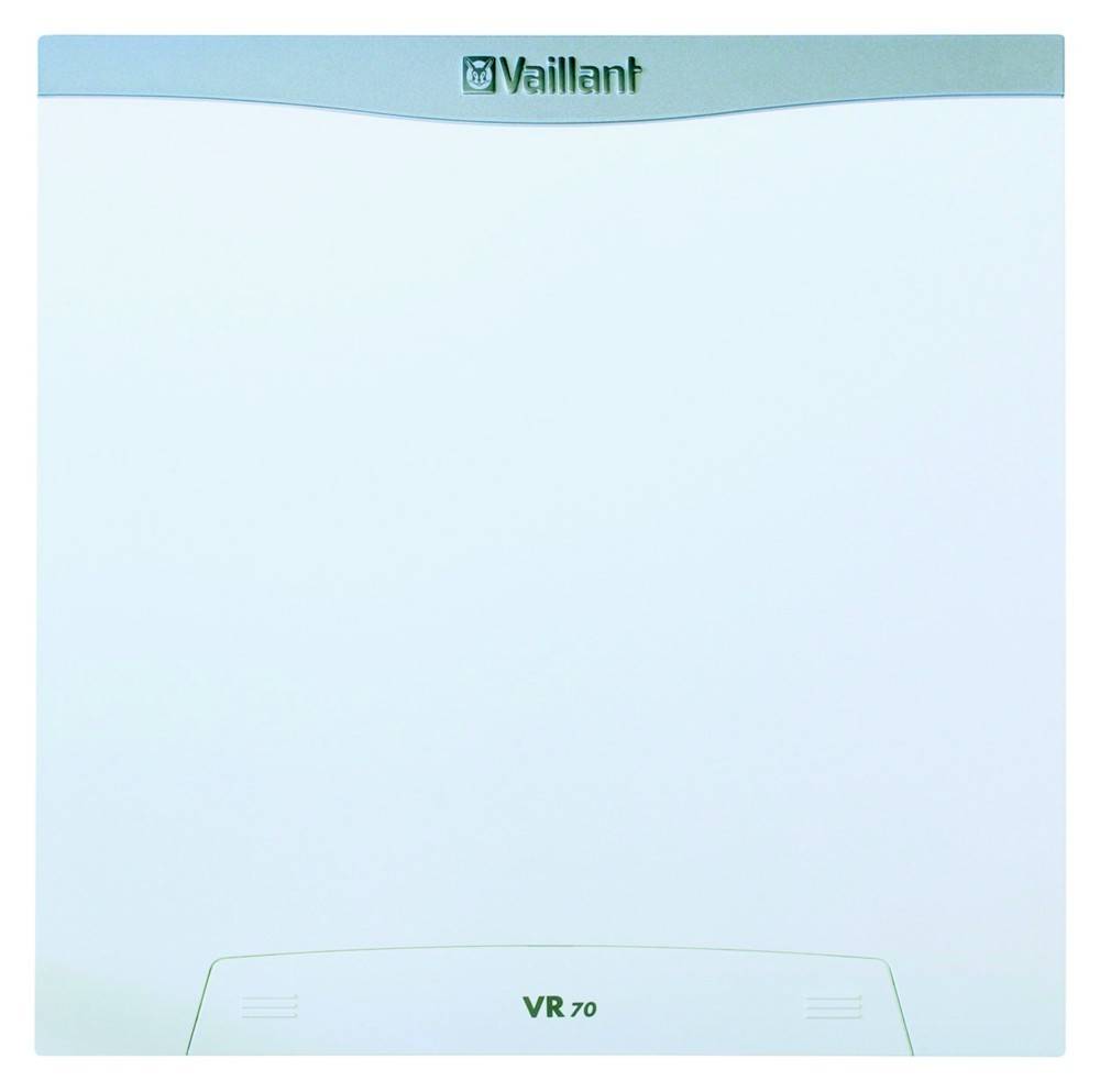 Vaillant VR 70 Steuereinheit, in schlichtem Weiß mit minimaler Beschriftung.