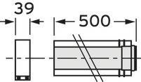 Eine technische Zeichnung, die einen Abschnitt zeigt, mit einer festgelegten Entfernung von 500 Einheiten zwischen zwei parallelen Linien, gekennzeichnet mit Pfeilen und Maßangaben.