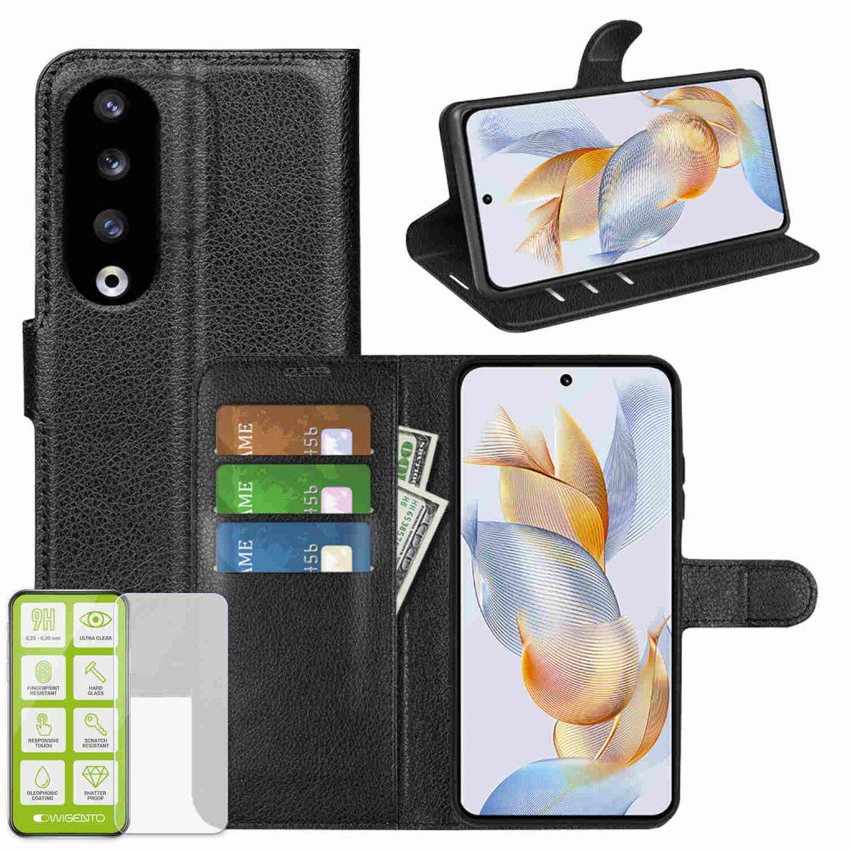 Für Samsung Galaxy S23 FE Produktset Handy Tasche Wallet + H9 Hart Glas Schutz Hülle Case Cover Etuis Neu Zubehör Schwarz
