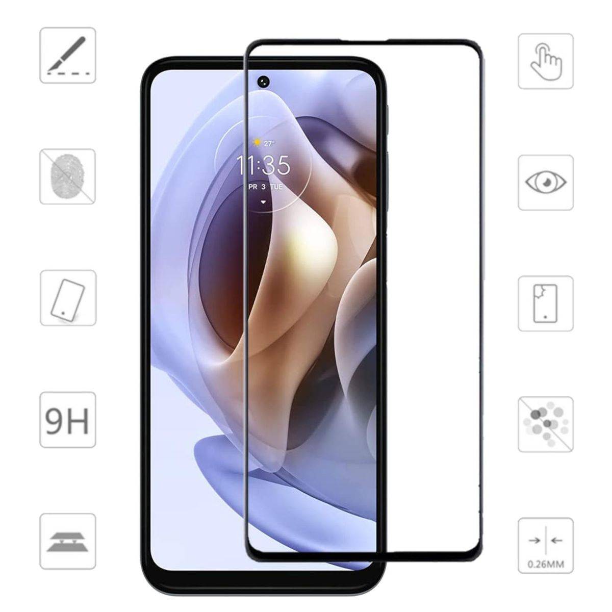 Für Motorola Moto G14 3D Premium 0,3 mm H9 Hart Glas Schwarz Folie Schutz Hülle Zubehör Neu