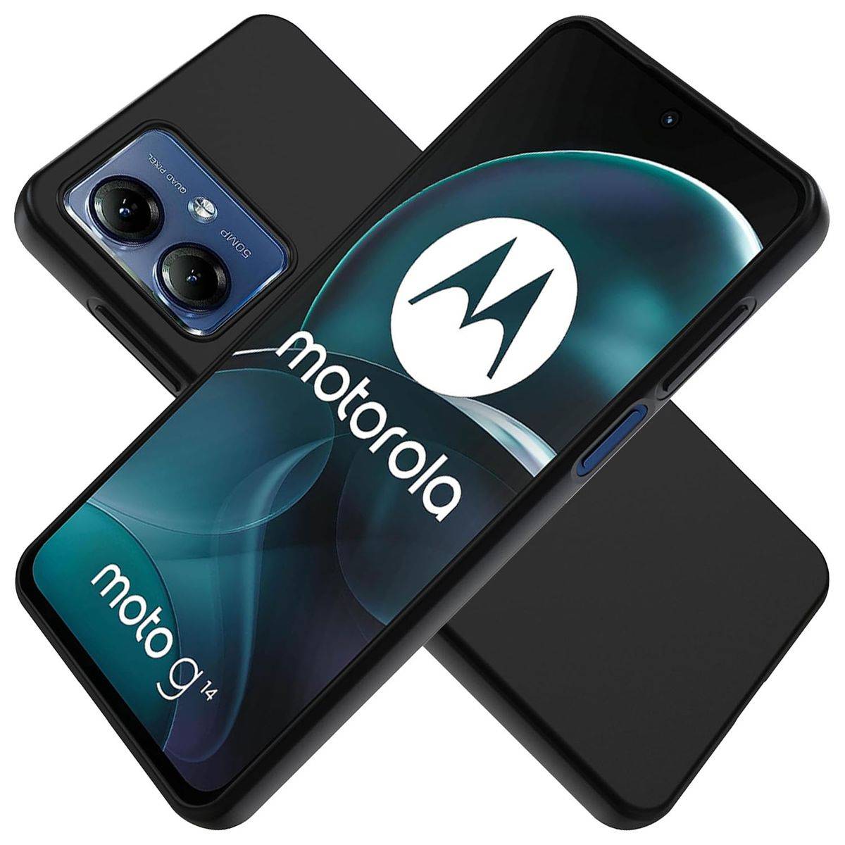 Für Motorola Moto G14 Silikon TPU Schwarz Handy Tasche Hülle Case