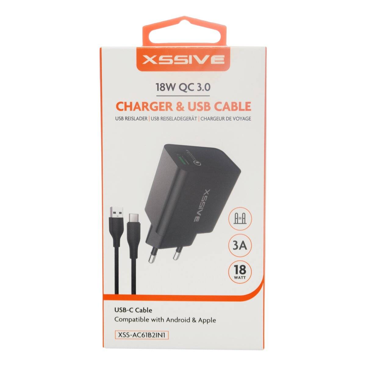 Dual Port Wandladegerät 18W, Schnelladung 3A USB-A & USB-C