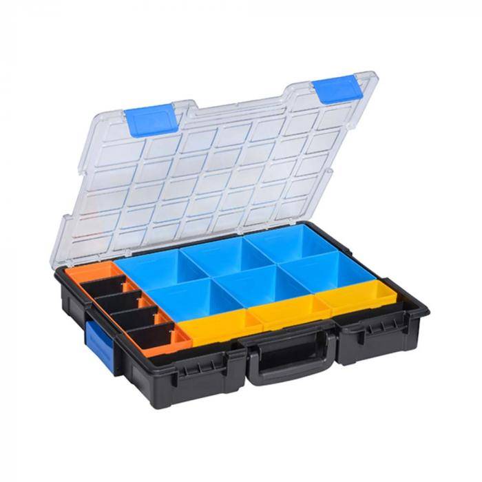 Profi-Kleinteilekoffer EuroPlus Pro K 44.76/15 - Kunststoff - Außenmaße (BxTxH) 440x355x76 mm - mit Clips - schwarz