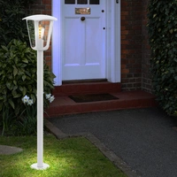 Stehlampe Laterne Außenlampe, Retro Wegeleuchte Terrassenlampe wetterfest Gartenleuchte, Aluminium, weiß, 1x E27 Fassung, LxBxH 23x23x99,5cm Stehlampe Laterne Außenlampe, Retro Wegeleuchte Terrassenlampe wetterfest Gartenleuchte, Aluminium, weiß, 1x E27 Fassung, LxBxH 23x23x99,5cm