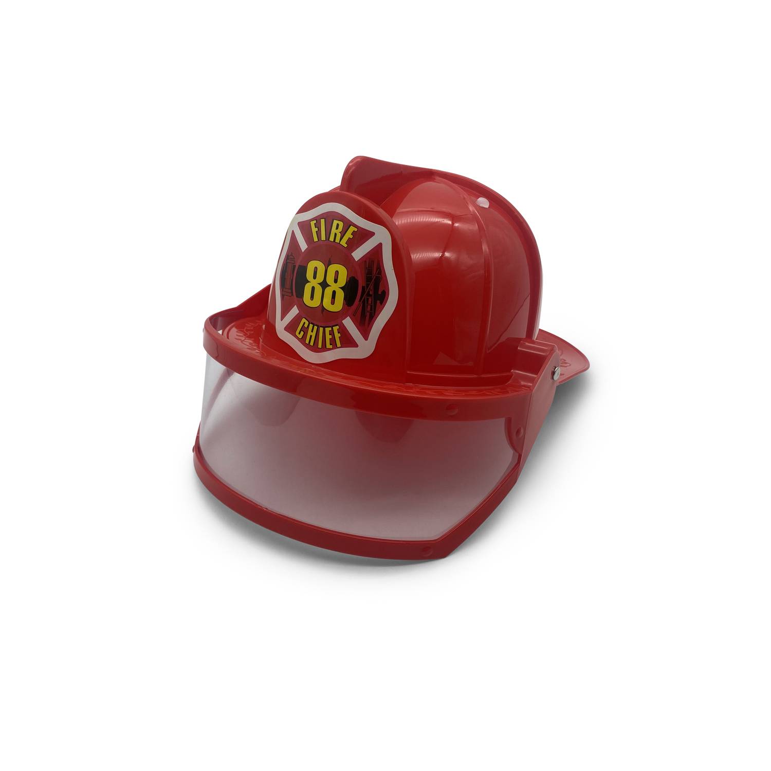 BestSaller 1411 Feuerwehr-Helm mit Visier, ROT + Sticker FIRE CHIEF, rot