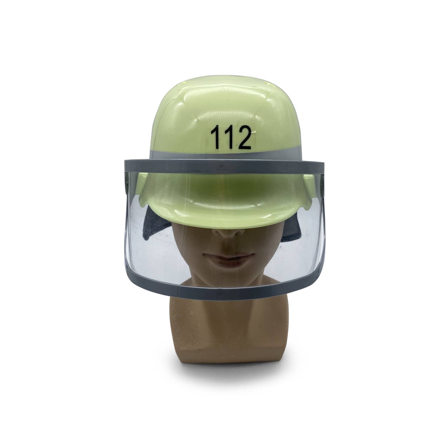 BestSaller 1401 Feuerwehr-Helm mit Klappvisier deutsches Original für Kinder mit Sticker, beige/schwarz