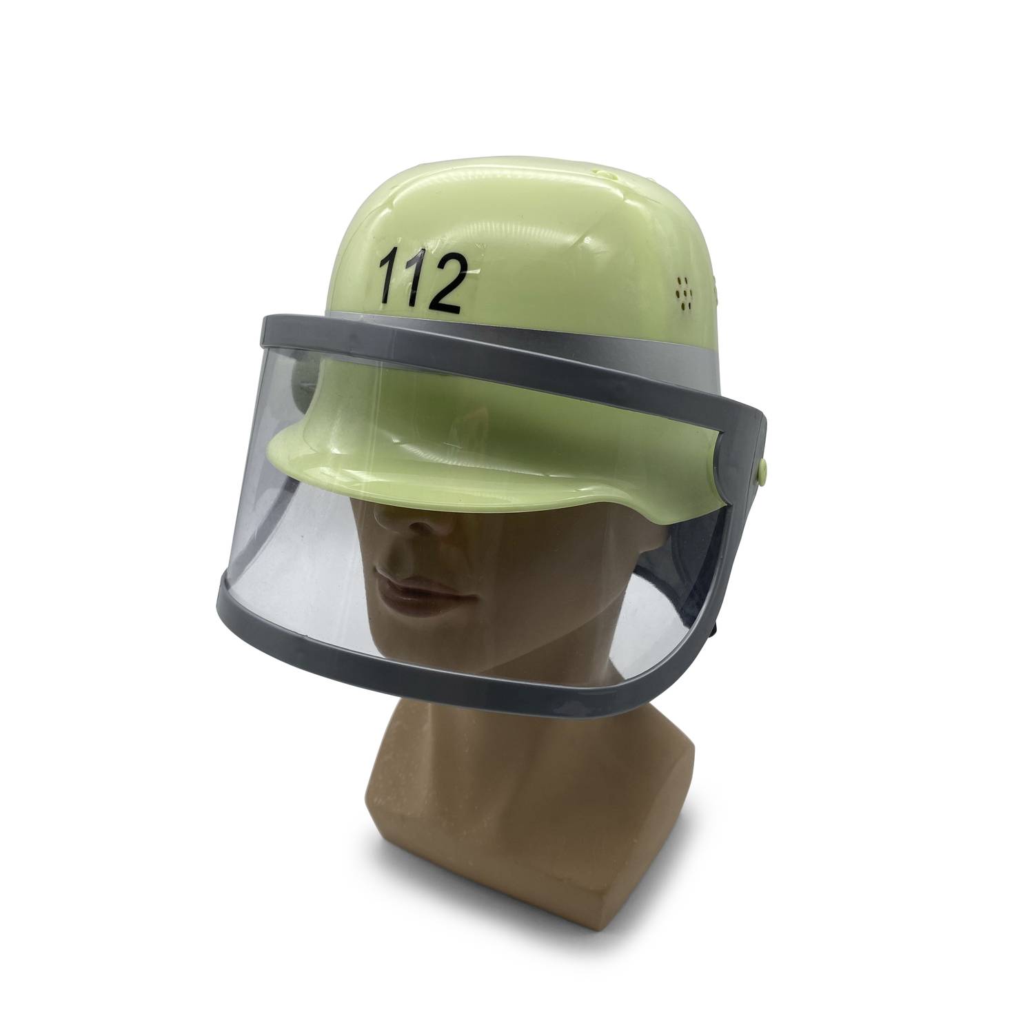 BestSaller 1401 Feuerwehr-Helm mit Klappvisier deutsches Original für Kinder mit Sticker, beige/schwarz