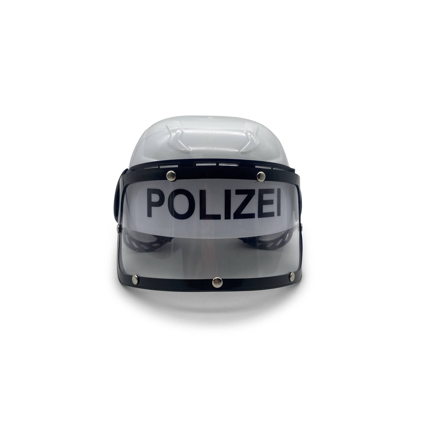 BestSaller 1419 Polizeihelm mit klappbarem Visier für Kinder, Kunststoff, weiß/schwarz