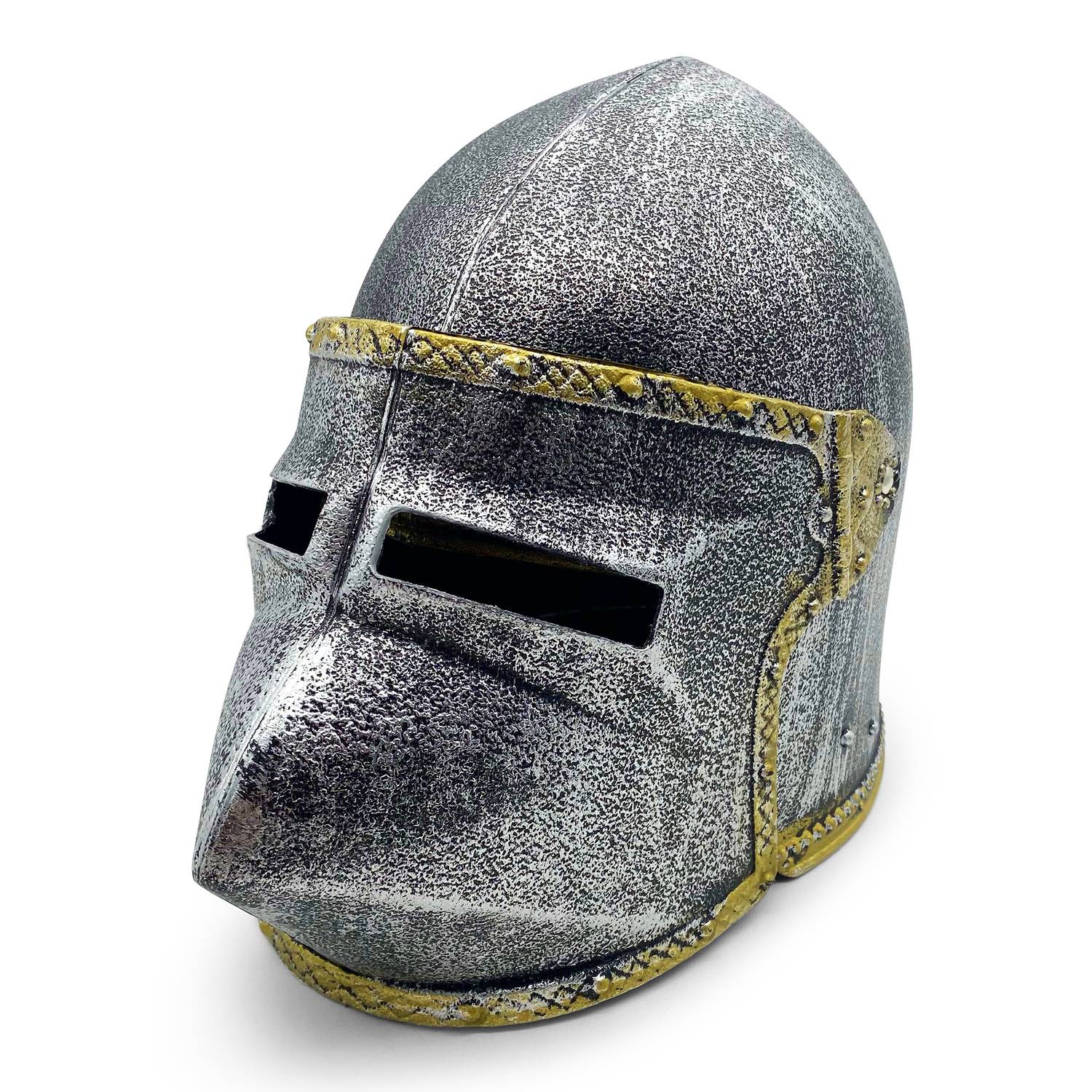 BestSaller 1423 Helm Hundsgugel mit beweglichem Klappvisier für Kinder, Kunststoff, silber/gold