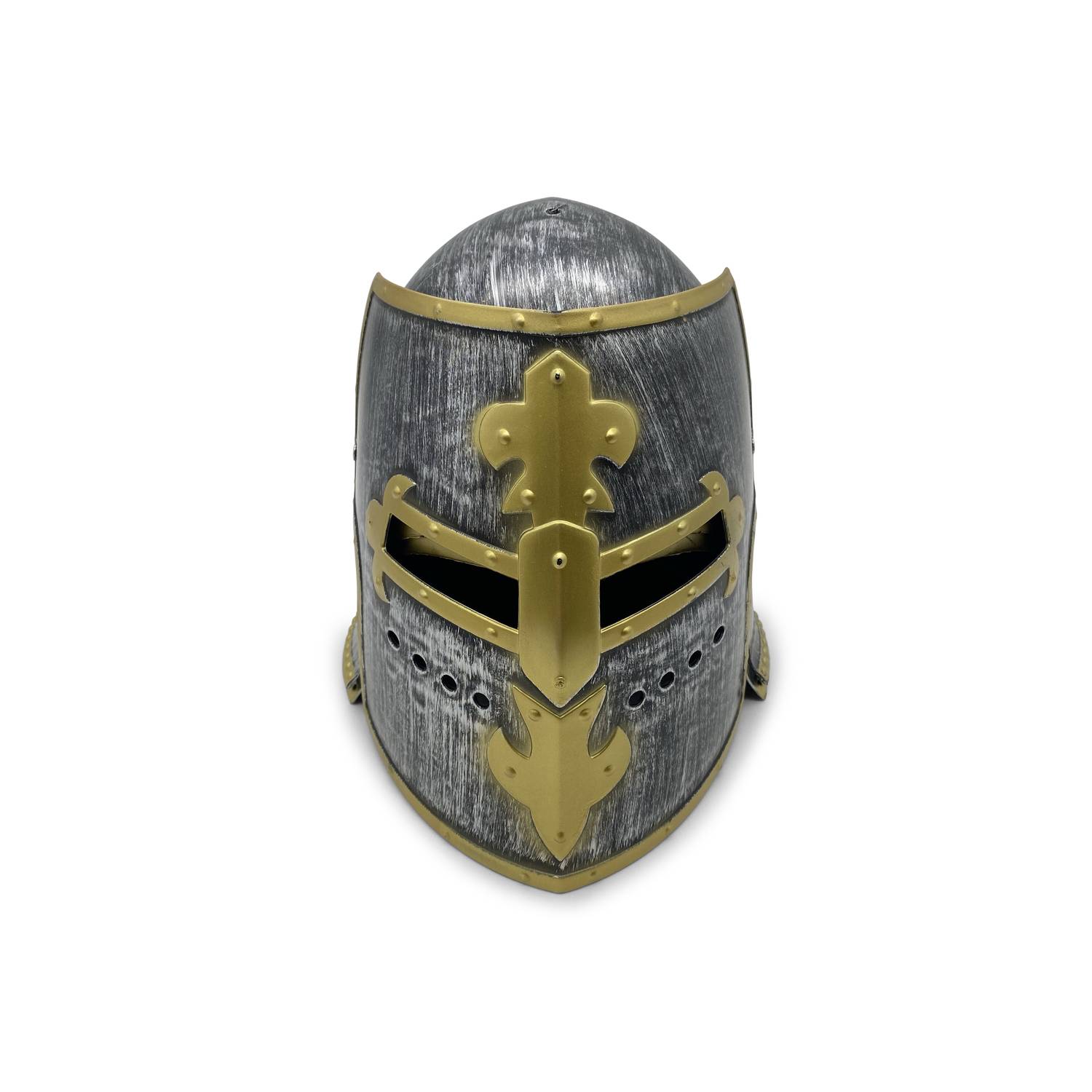 BestSaller 1426 Beckenhaube Edler Ritter mit Klappvisier für Kinder, Kunststoff, silber/gold