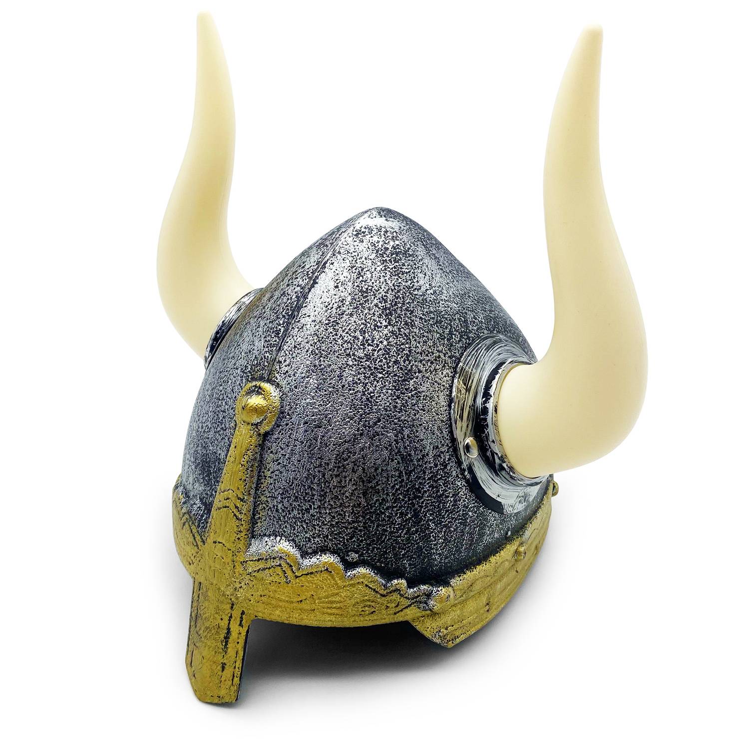 BestSaller 1427 Wikingerhelm für Kinder, Kunststoff, Ritterhelm mit abnehmbaren Hörnern, silber/gold