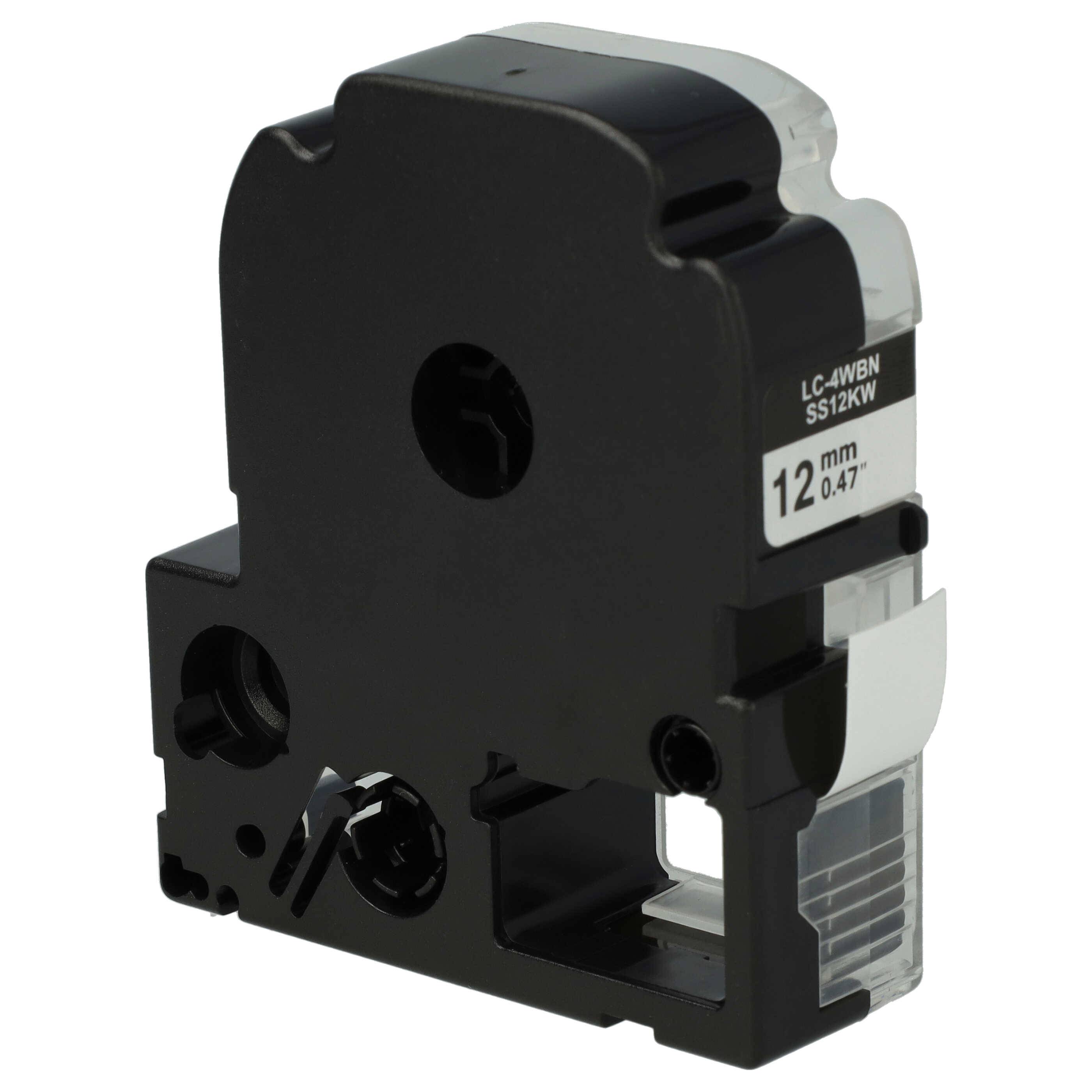 vhbw 50x Schriftband-Kassette kompatibel mit Epson LabelWorks LW-1000P, LW-600P, LW-500, LW-300, LW-400 Etiketten-Drucker 12mm Schwarz auf Weiß