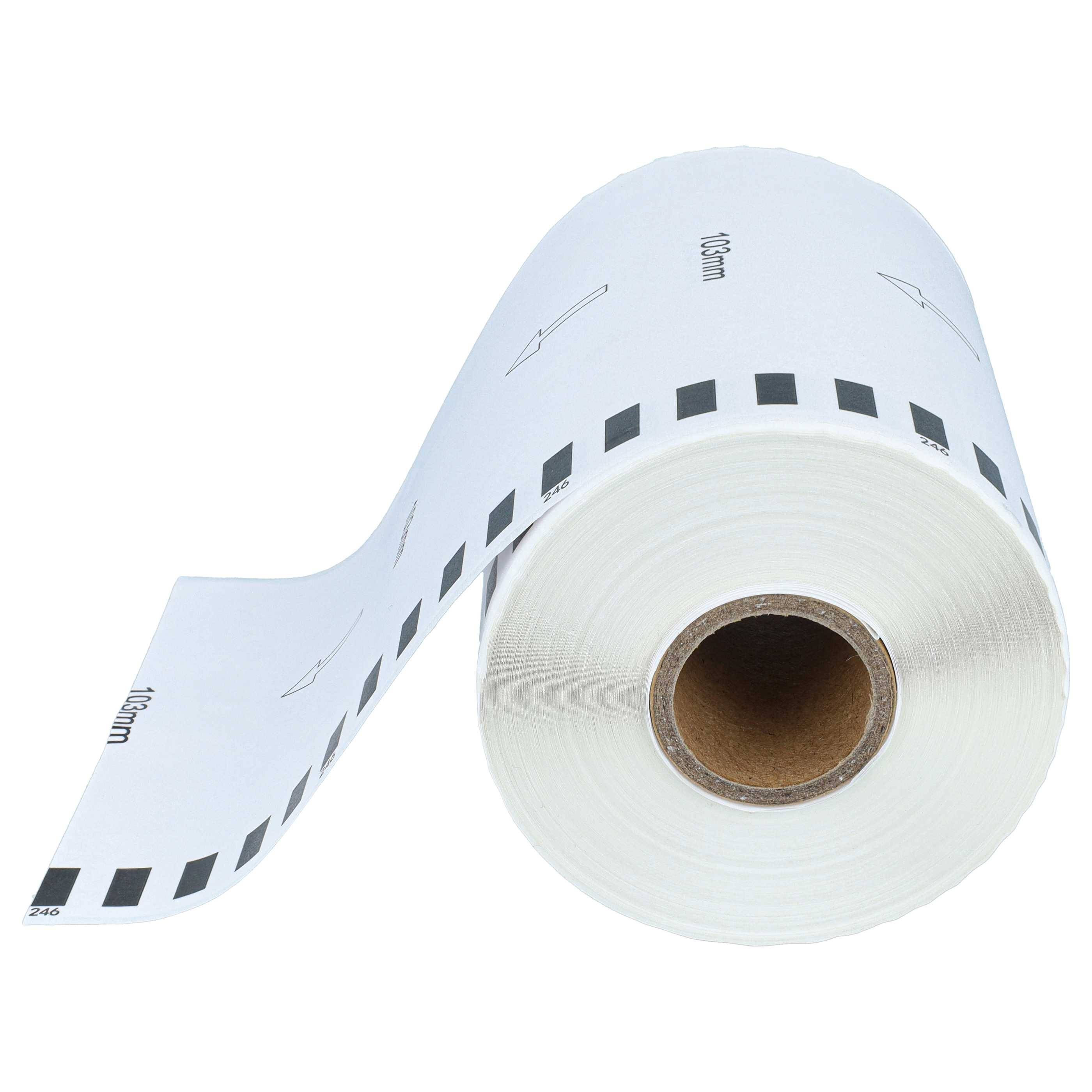 vhbw 10x Etiketten-Rolle mit Halter 103mm x 30,48m kompatibel mit Brother P-Touch QL 1110 NWBc Etiketten-Drucker - Selbstklebend