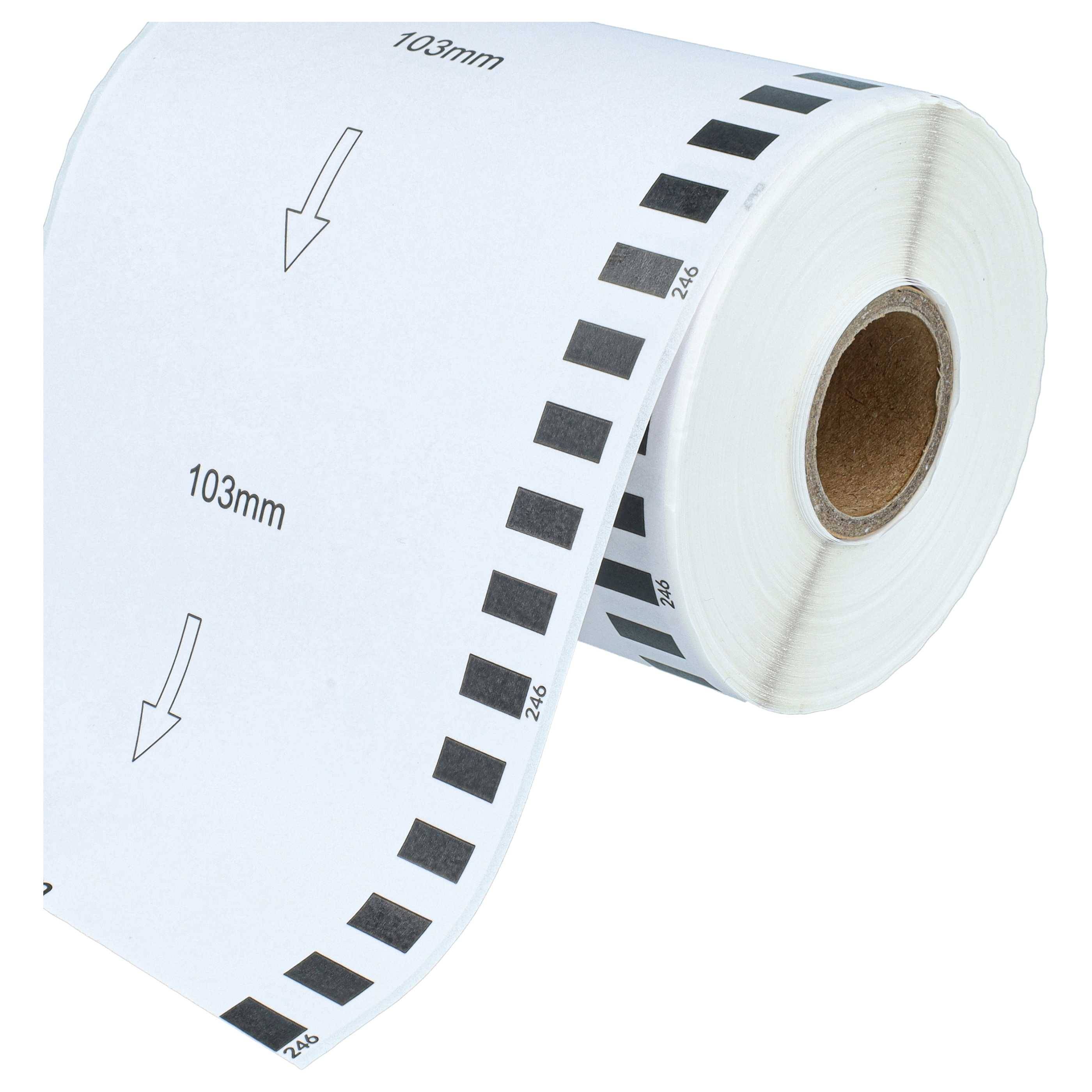 vhbw 5x Etiketten-Rolle mit Halter 103mm x 30,48m Ersatz für Brother DK-22246 für Etiketten-Drucker - Selbstklebend