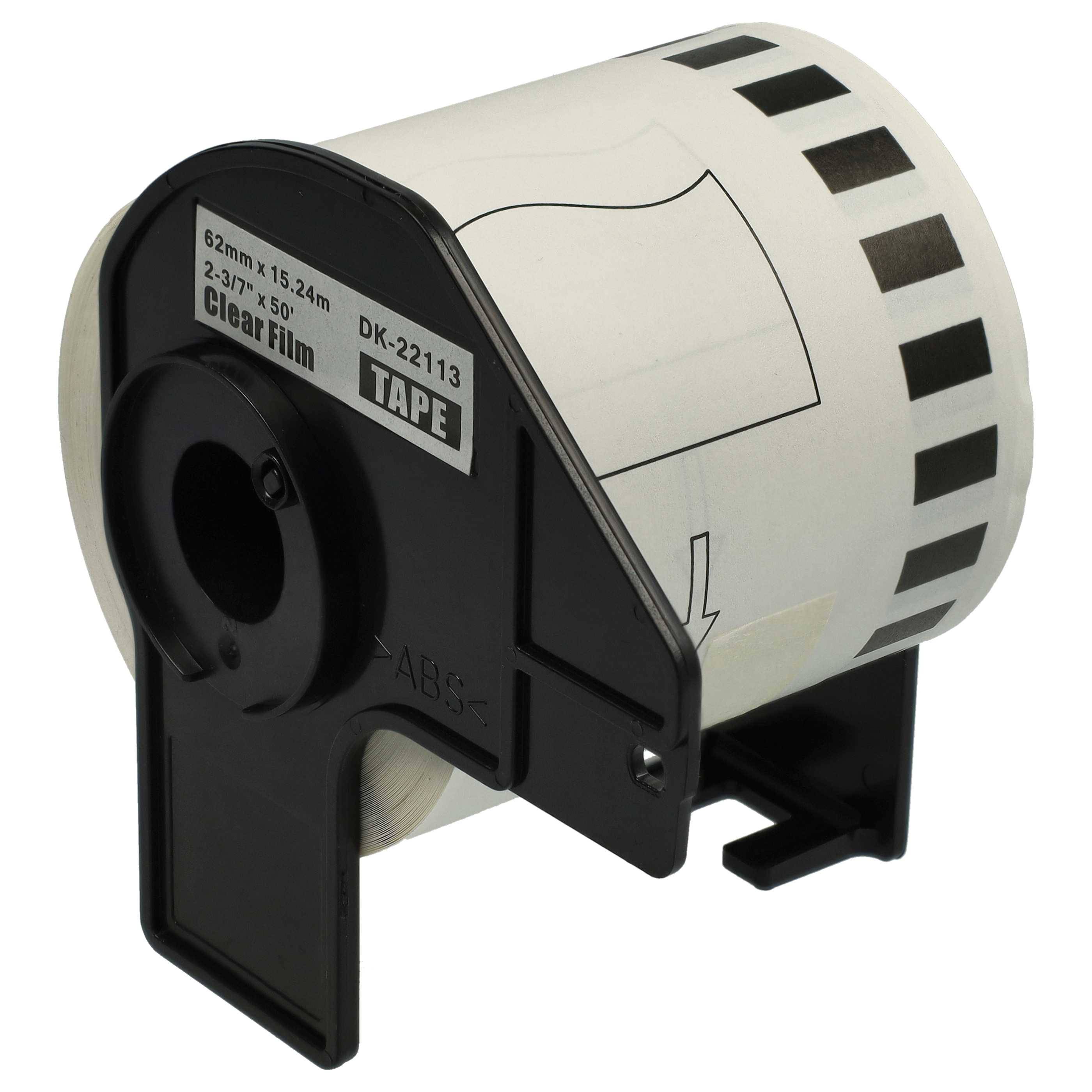 vhbw Etiketten-Rolle mit Halter 62mm x 15,24m kompatibel mit Brother P-Touch QL 570, QL 560 YX, QL 560 VP Etiketten-Drucker - Selbstklebend