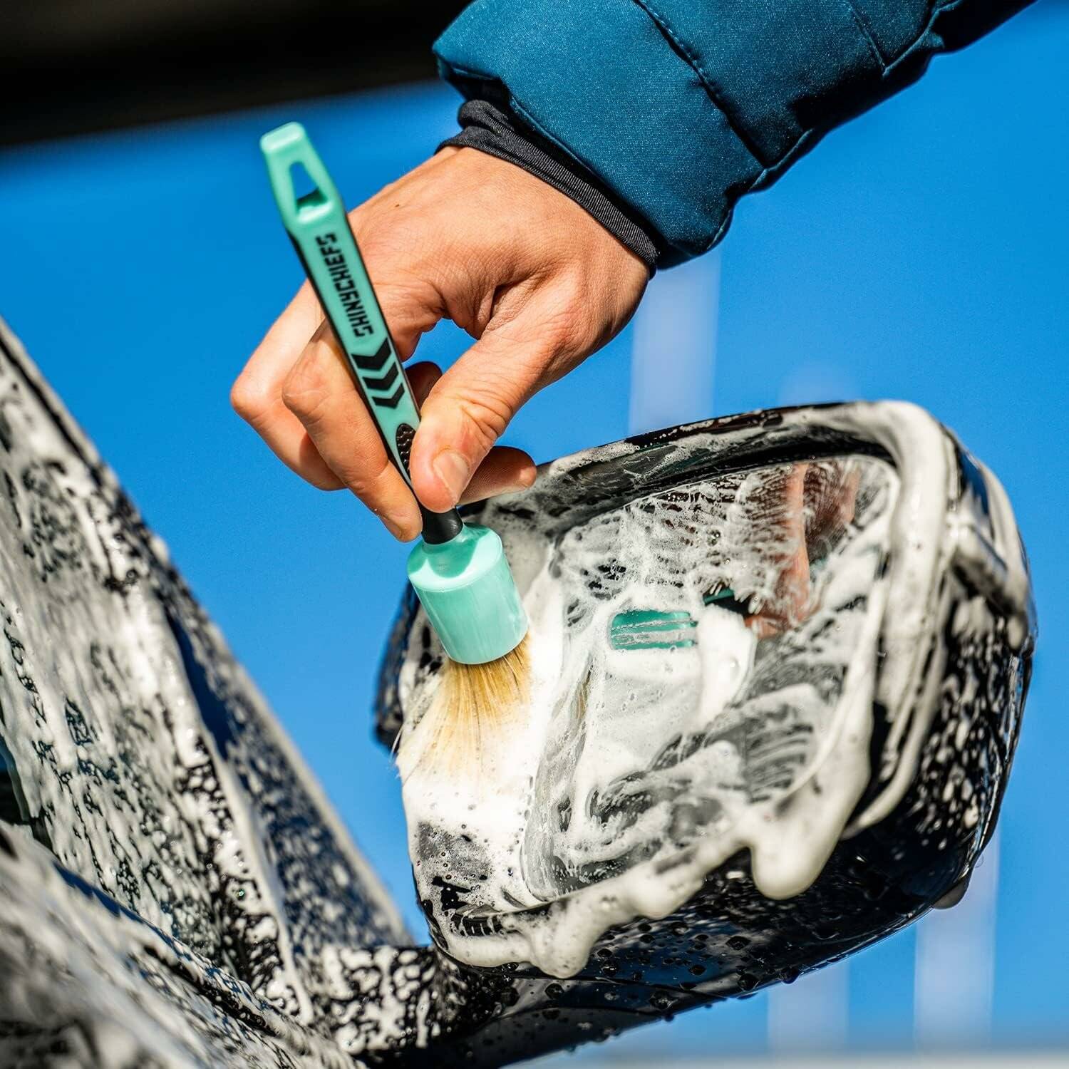 2er Set Detailing Brush - Wildschweinborsten Auto-Pinsel zur gründlichen Reinigung schwer zugänglicher Stellen 23cm