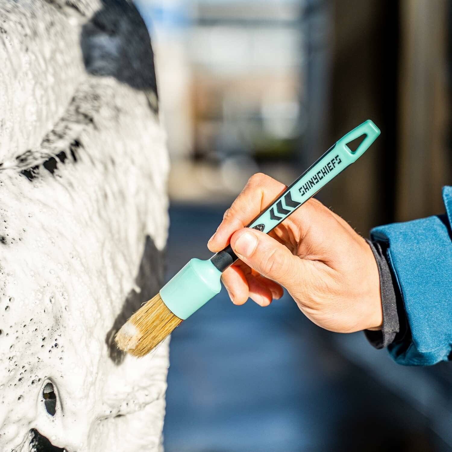 2er Set Detailing Brush - Wildschweinborsten Auto-Pinsel zur gründlichen Reinigung schwer zugänglicher Stellen 23cm