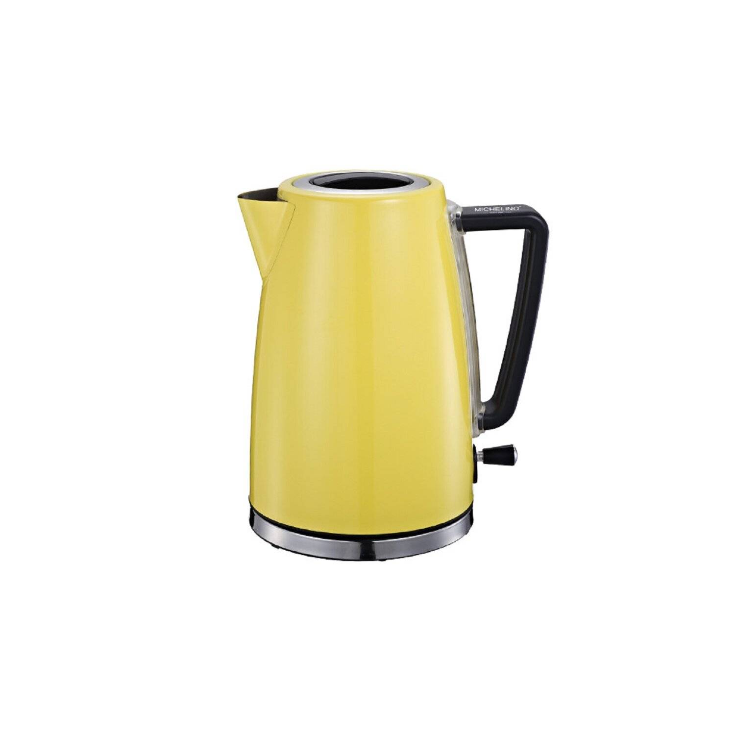 Serie Leonidas Edelstahl Wasserkocher 1,7 Liter 2200 Watt 360 Grad Kontaktsockel Gelb