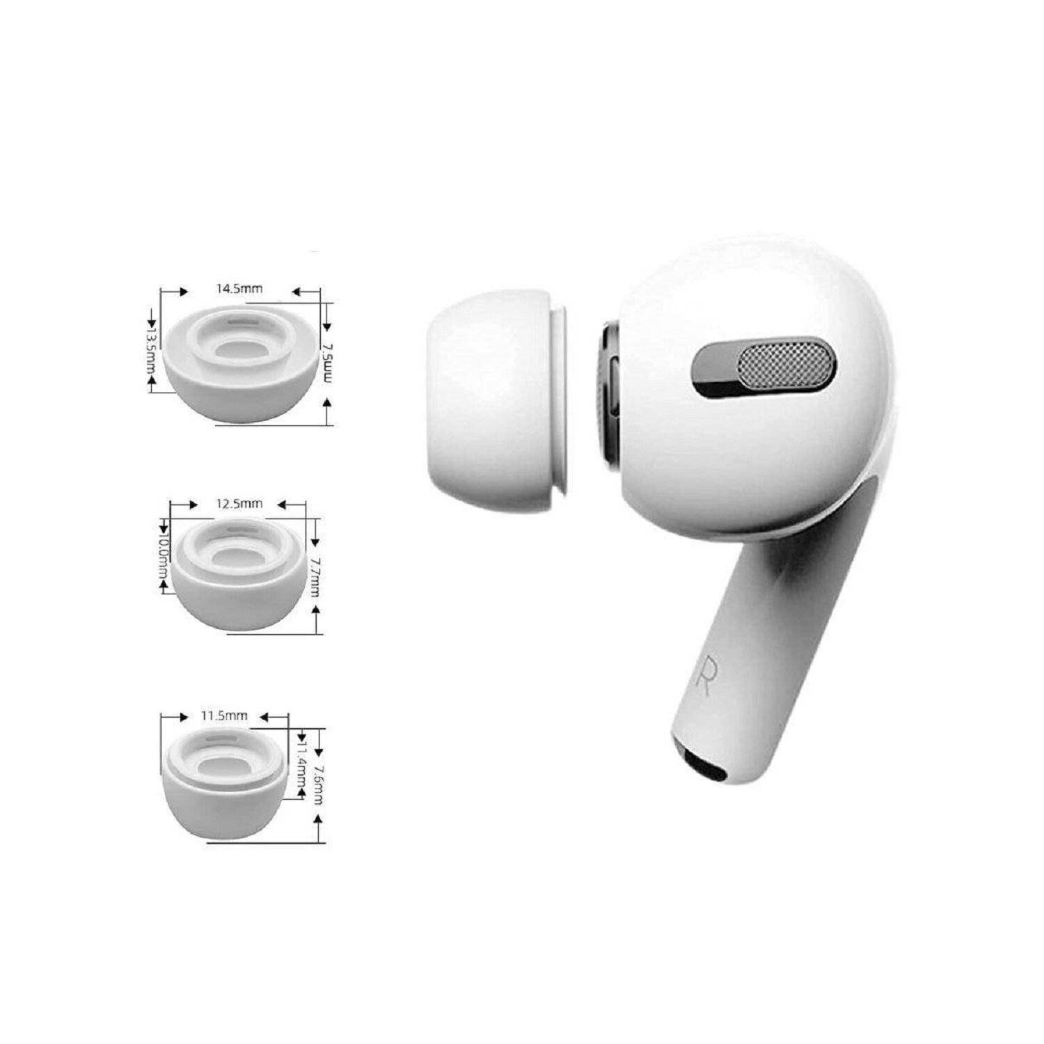 Silikon-Ohrstöpsel für Apple Airpods Pro 3er-Pack Tech-Protect weiß