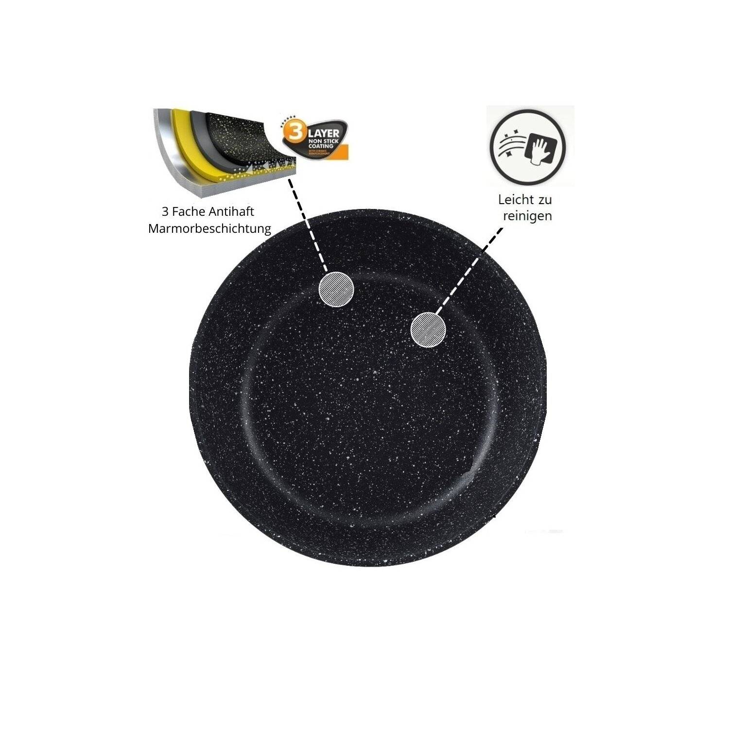 12-Teilig Kochtopf Set Induktion Kochtöpfe Diamant Topf Induktion Alu Guss Töpfe Deckel Handschuhe Schwarz