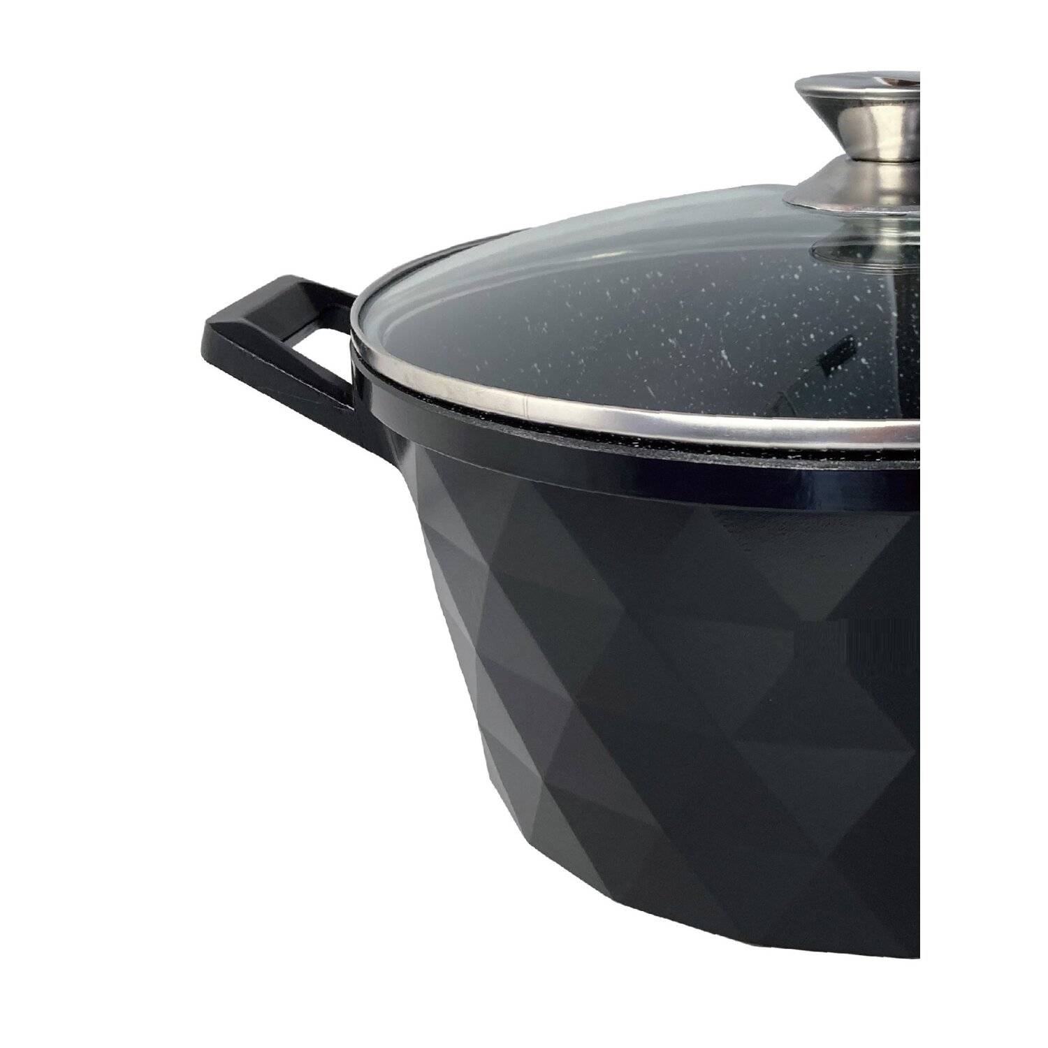 12-Teilig Kochtopf Set Induktion Kochtöpfe Diamant Topf Induktion Alu Guss Töpfe Deckel Handschuhe Schwarz