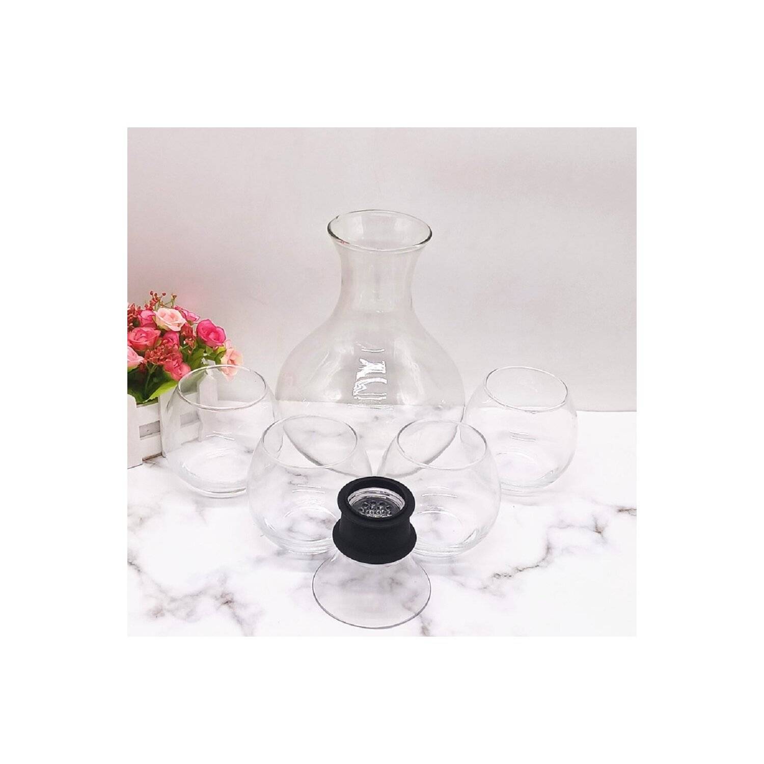 1,6 Liter Krug Karaffe 4 Gläser je 335ml Glas Trinkgläser Limonade Wasser 5 tlg Set