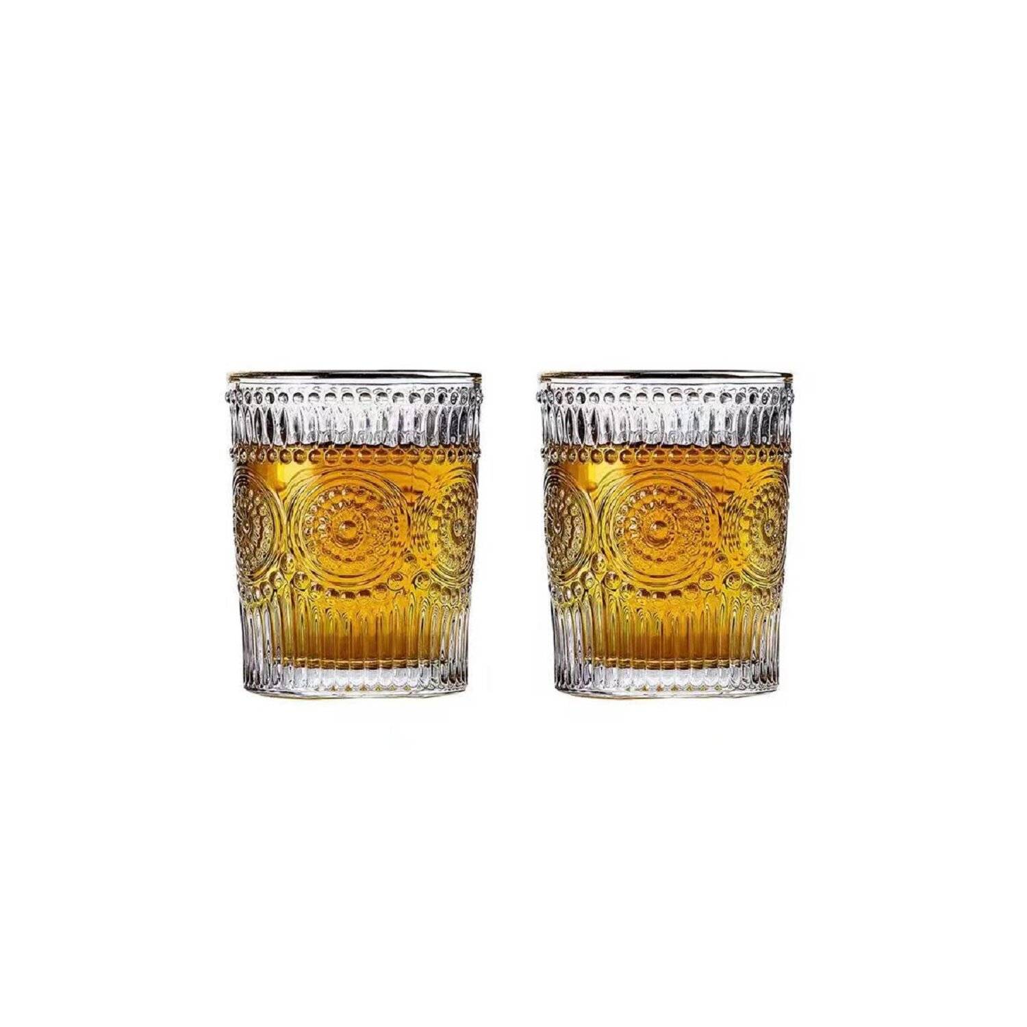 300ml Retro Vintage Trinkgläser Set Gold Kante 2 Gläser Cognac Whiskey Cocktail
