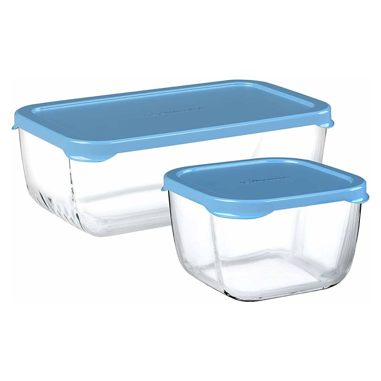Pasabahce Snow Box Aufbewahrungsset Blau Deckel, 3 Stück - 1200ml + 275cc + 275cc