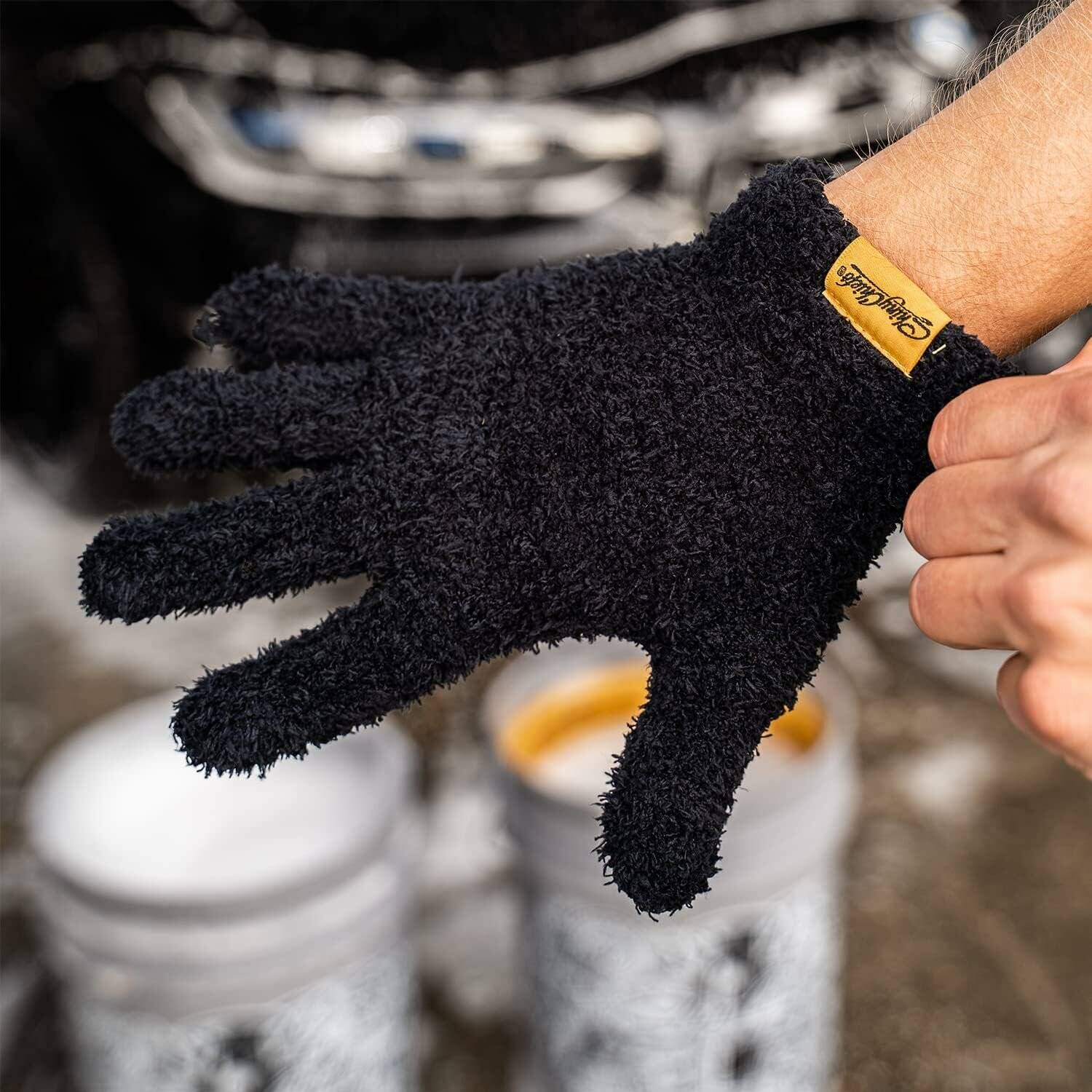 ShinyChiefs Detail WASH MITT - Mikrofaser Waschhandschuh für eine kratzerfreie Autowäsche, 12 x 20,5cm, schwarz