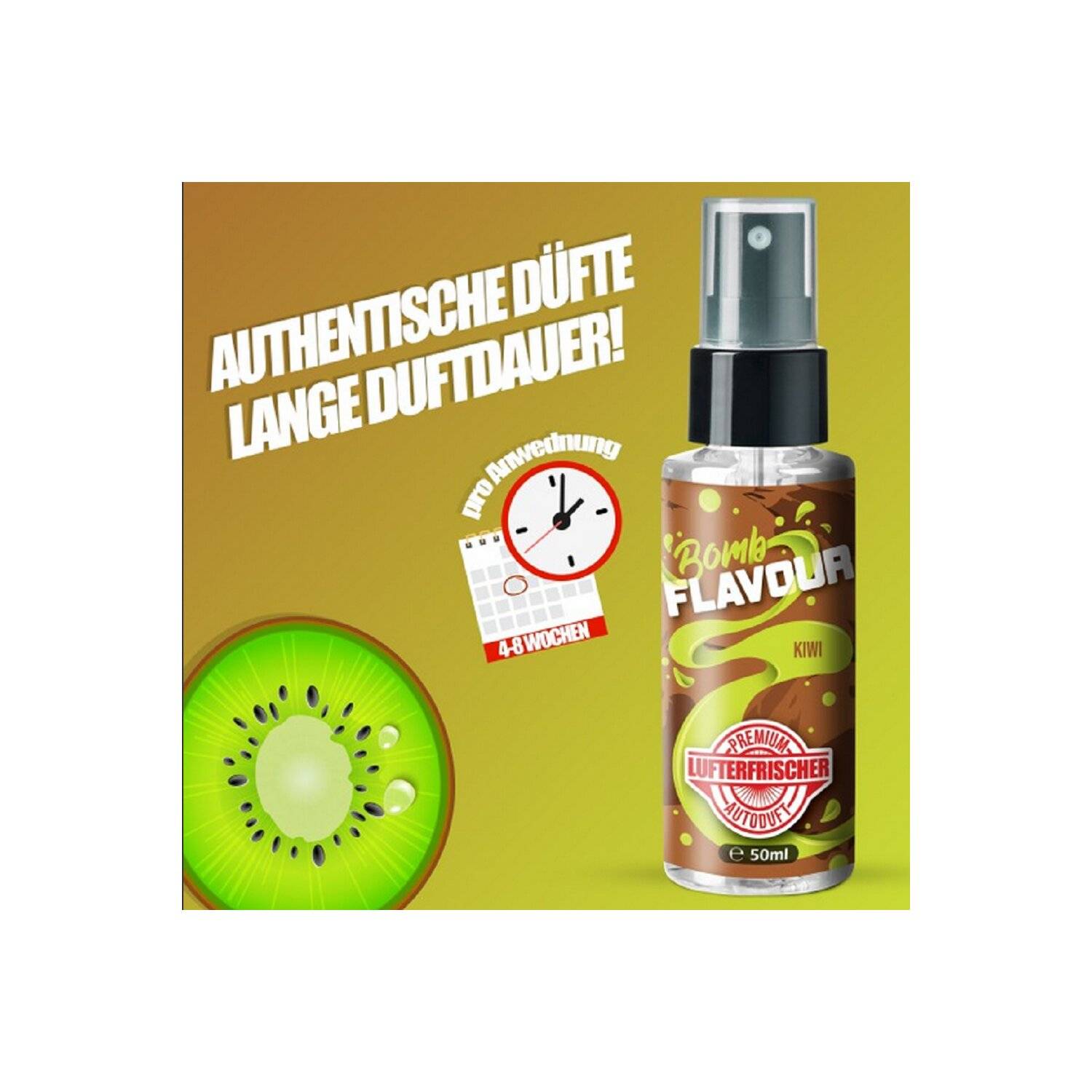 FLAVOUR BOMB Kiwi - Autoduft mit Kiwi Geruch - Premium Lufterfrischer für den Auto-Innenraum, 50ml