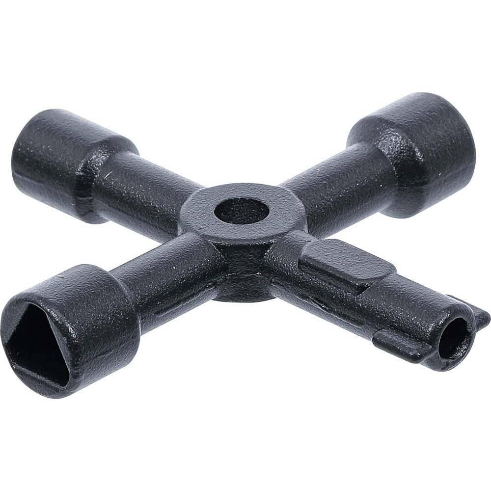 Universal-Schaltschrank-Schlüssel - Zinkdruckguss - Innenvierkant 6 bis 8 mm - Innendreikant 8 bis 9 mm - Maße 72 x 72 mm