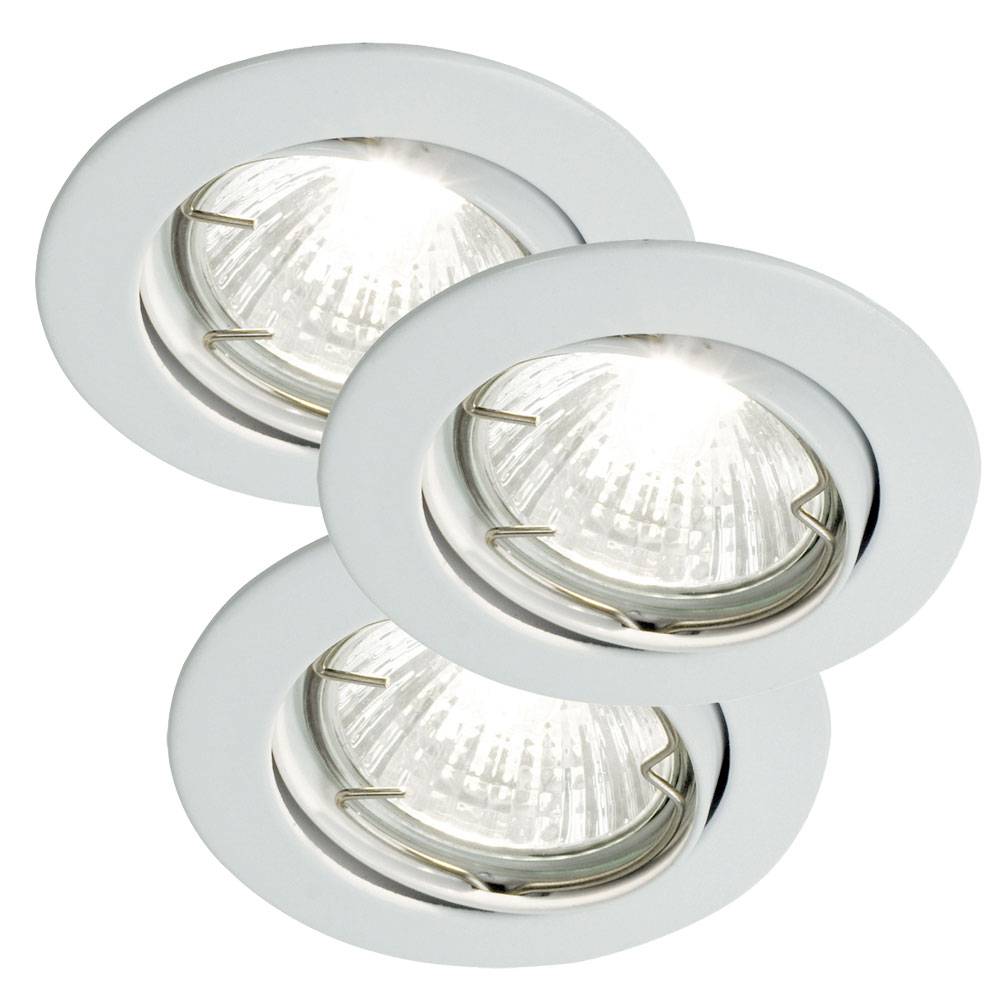 Einbauleuchte Wohnzimmer silber Einbaulampe rund Esszimmer Einbaustrahler, Metall, verstellbar, 1x GU10 Fassung, D 8 cm, 3er Set