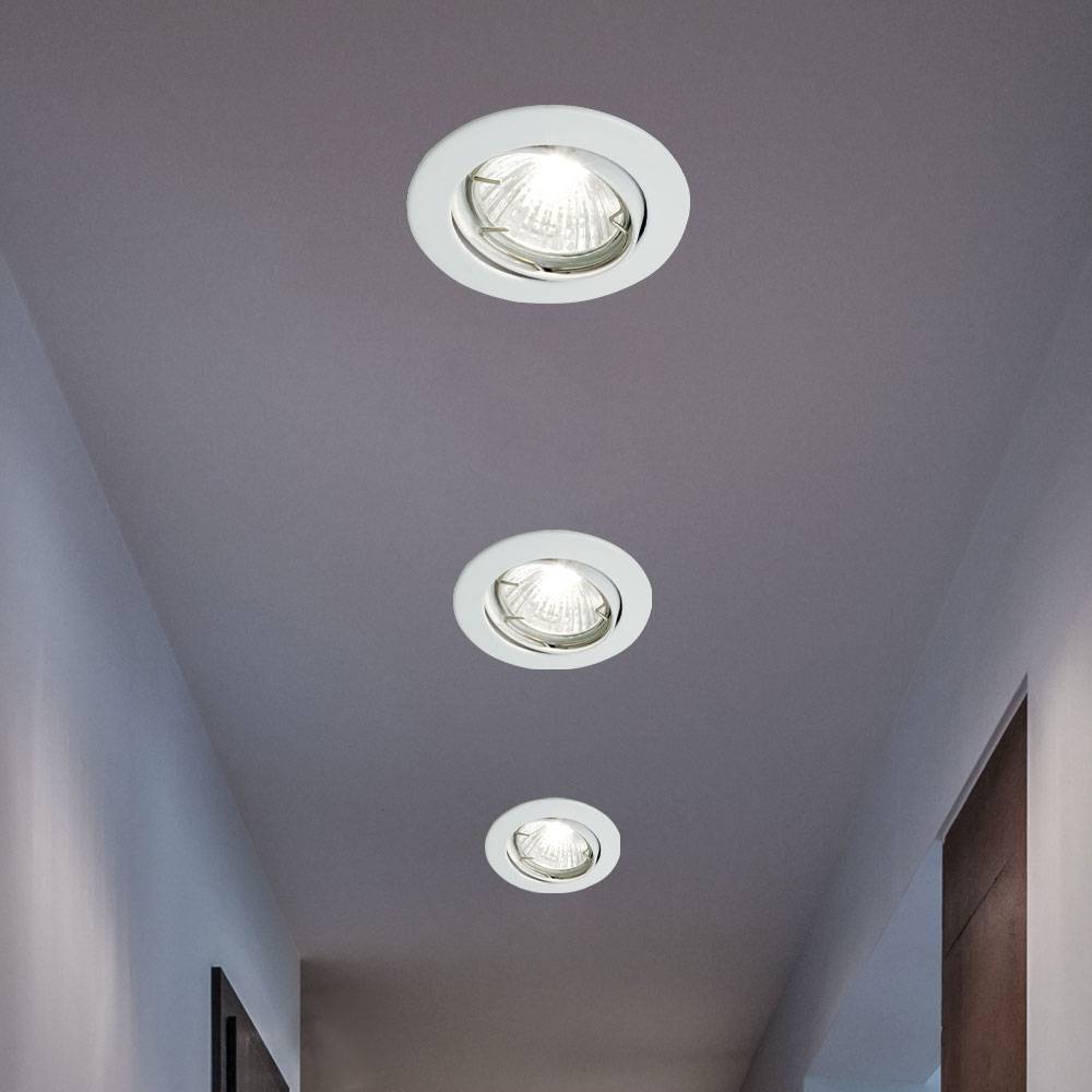 Einbauleuchte Wohnzimmer silber Einbaulampe rund Esszimmer Einbaustrahler, Metall, verstellbar, 1x GU10 Fassung, D 8 cm, 3er Set