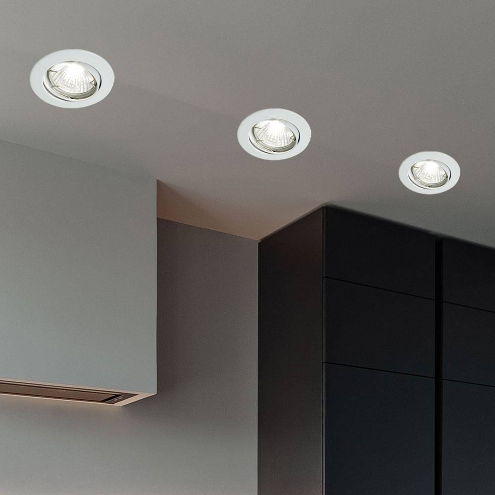 Einbauleuchte Wohnzimmer silber Einbaulampe rund Esszimmer Einbaustrahler, Metall, verstellbar, 1x GU10 Fassung, D 8 cm, 3er Set