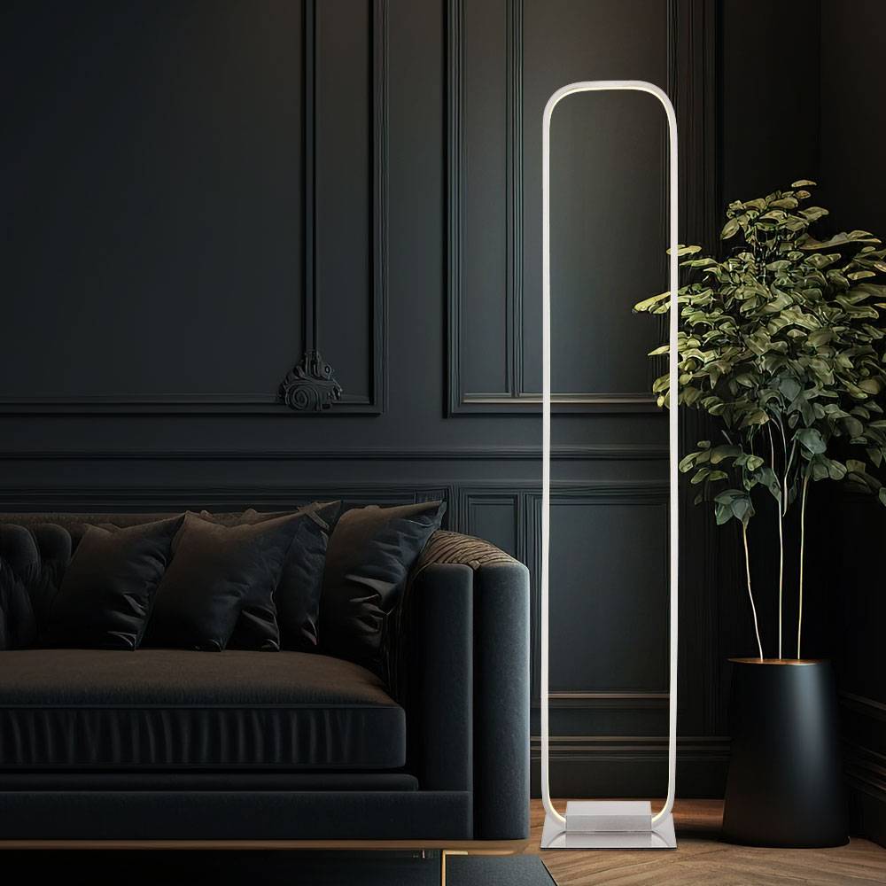 LED Standlampe Stehleuchte Wohnzimmerlampe Designleuchte Fußschalter, Metall opal nickel, 28W 1640lm warmweiß, H 130 cm