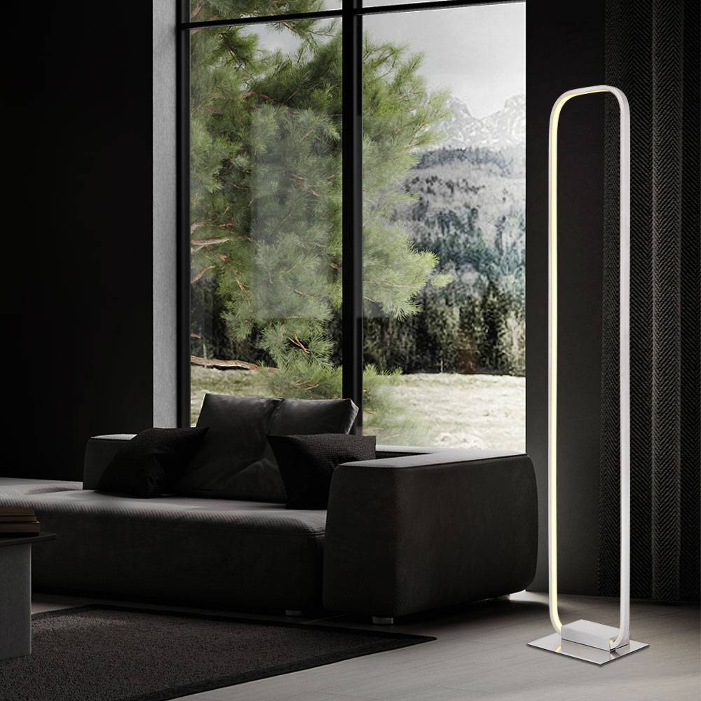 LED Standlampe Stehleuchte Wohnzimmerlampe Designleuchte Fußschalter, Metall opal nickel, 28W 1640lm warmweiß, H 130 cm