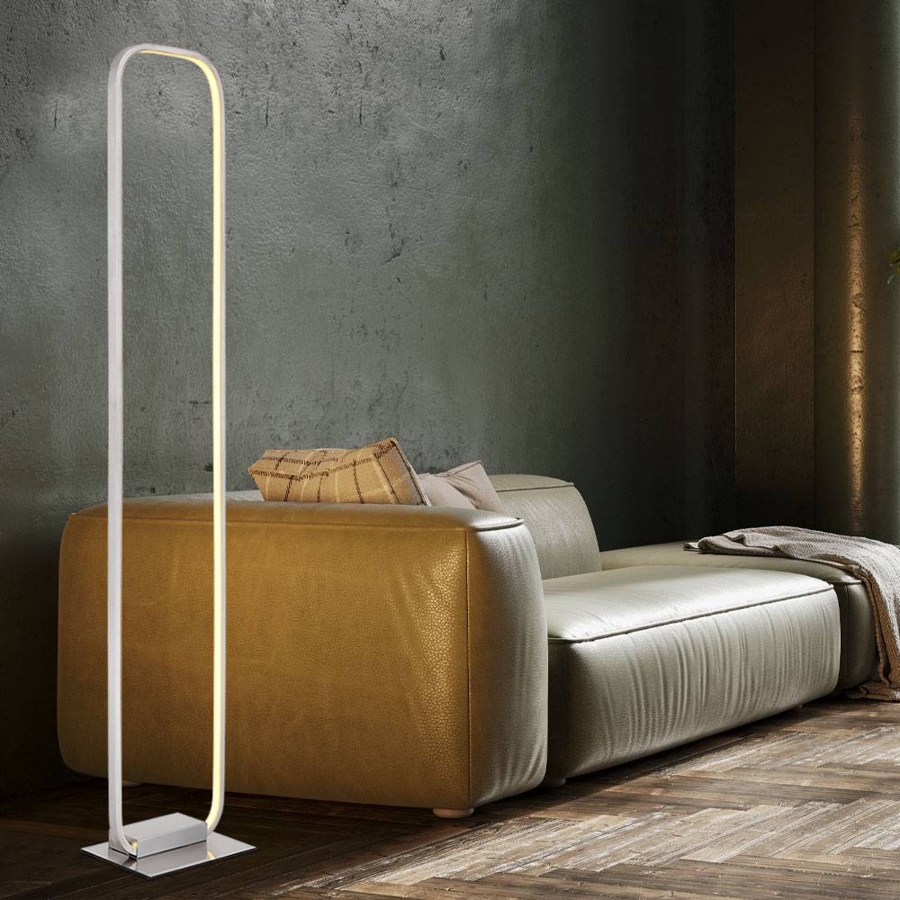 LED Standlampe Stehleuchte Wohnzimmerlampe Designleuchte Fußschalter, Metall opal nickel, 28W 1640lm warmweiß, H 130 cm