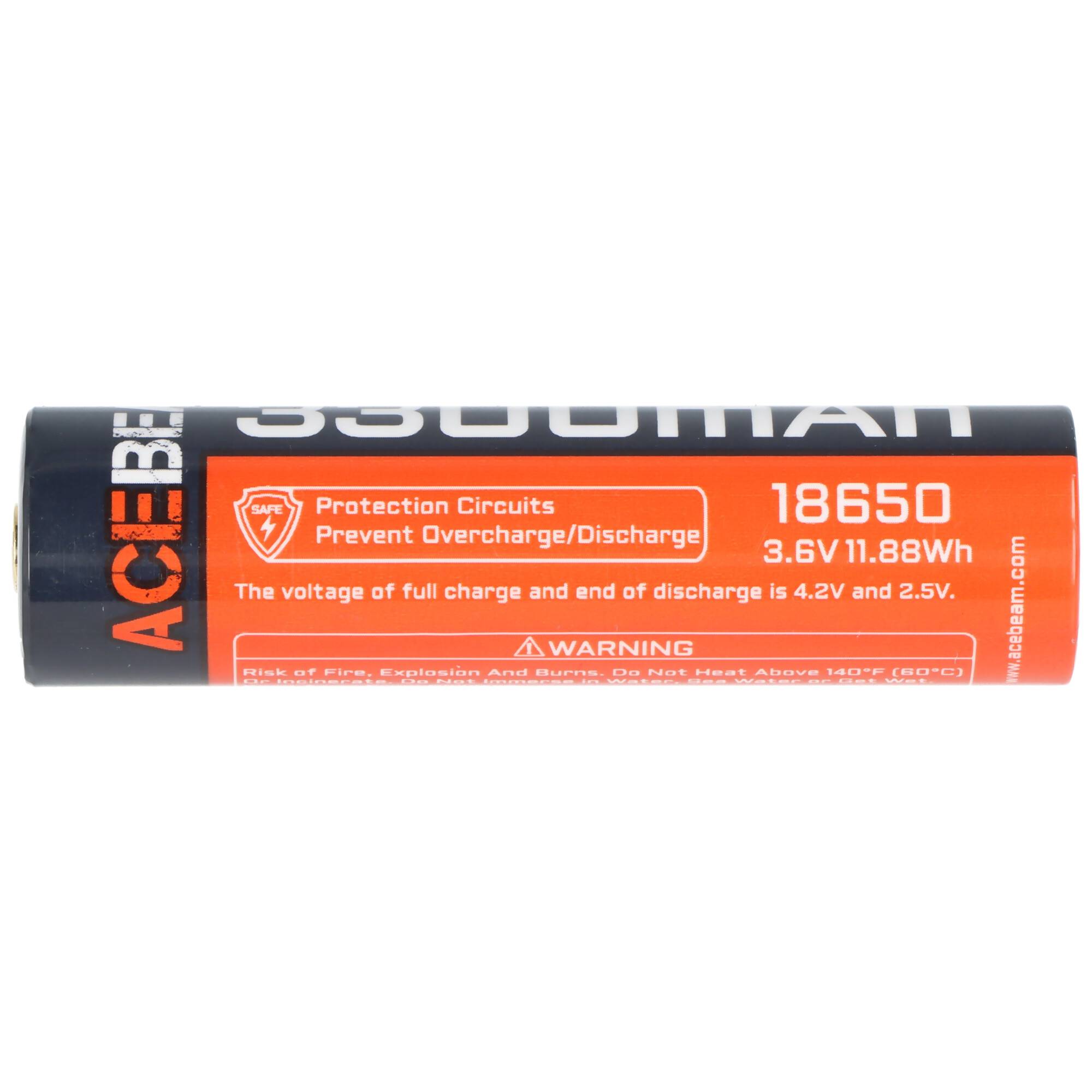 AceBeam 18650 Li-Ion Akku 3.300mAh, 15A, mit Schutzschaltung, 70,9mm x 18,7mm