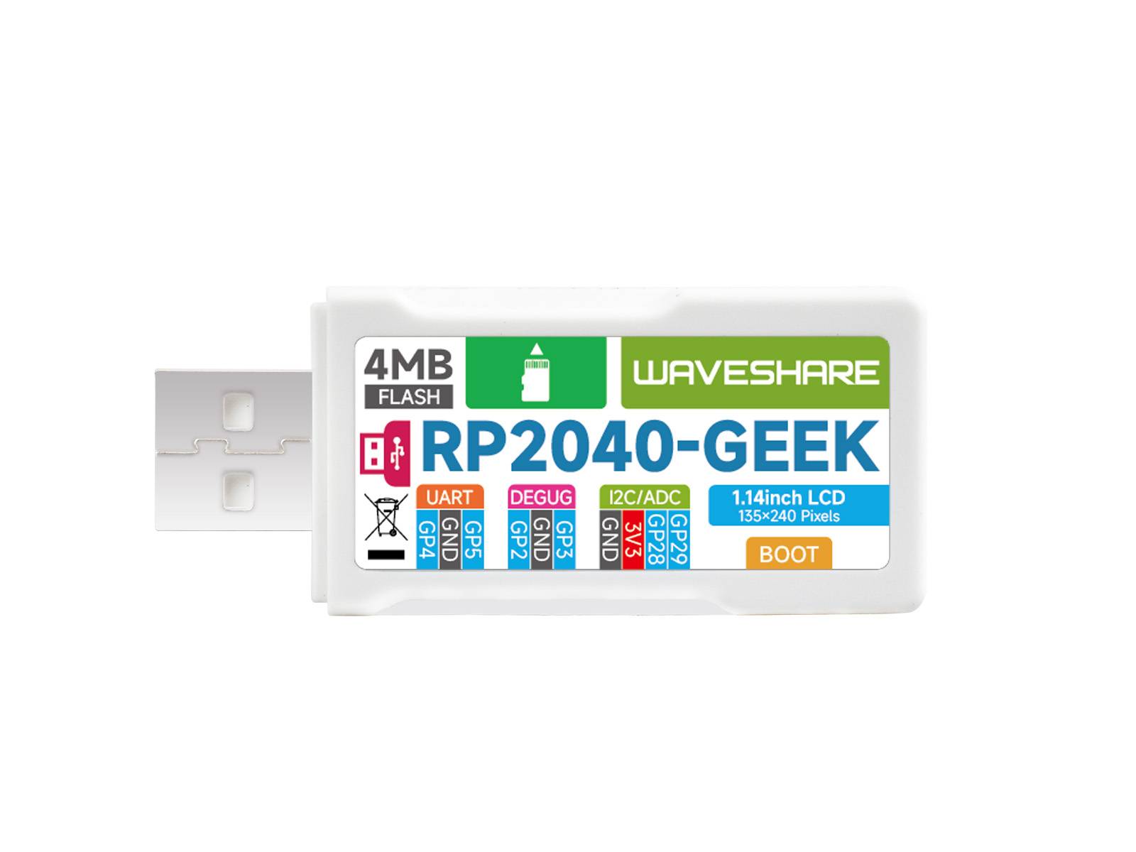 WaveShare RP2040-GEEK Development Board with 1.14inch 65K Color LCD 25394