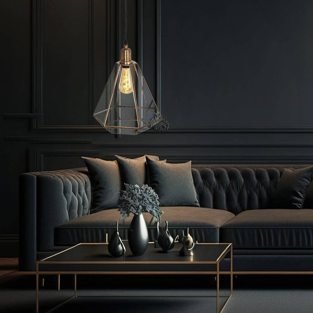 Pendellampe Esstisch Hängeleuchte bronze Esszimmerlampe Retro, Hängelampe Glasschirm Höhenverstellbar, E27 Fassung, DxH 26x150 cm