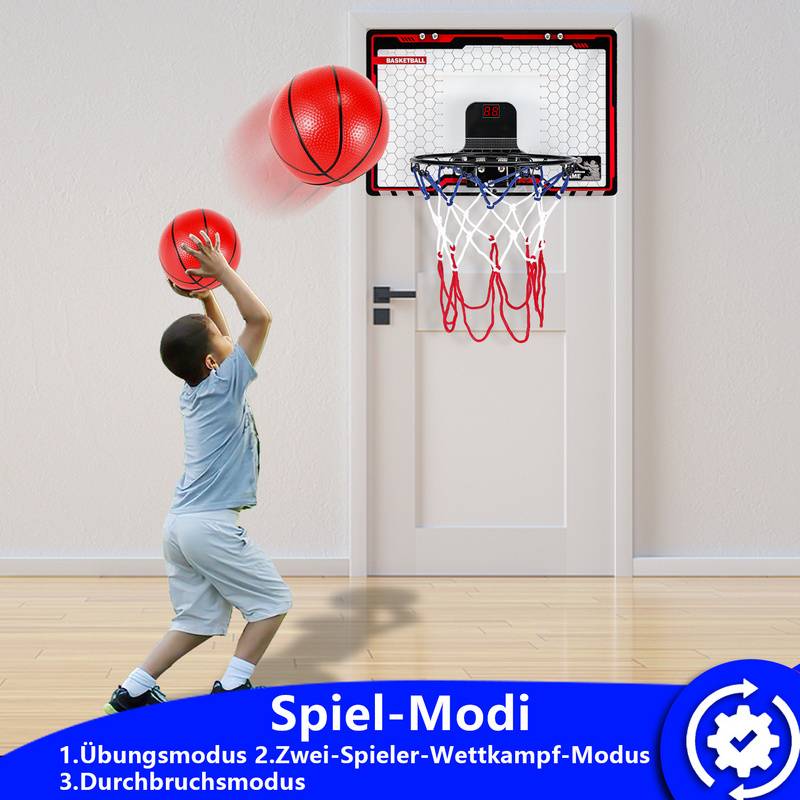 Basketballkorb Basketball-Set Backboard mit englischer Sprachansage Einschließlich Basketball und Pumpe und Ring und Netz