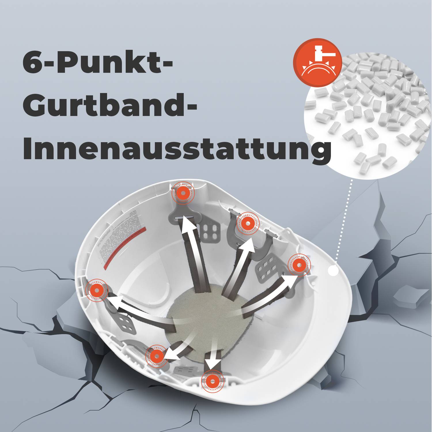 Mustbau MBU-GM16-WHI Bauhelm,Schutzhelm,Arbeitshelm,Bauarbeiterhelm,52-66cm Einstellbar