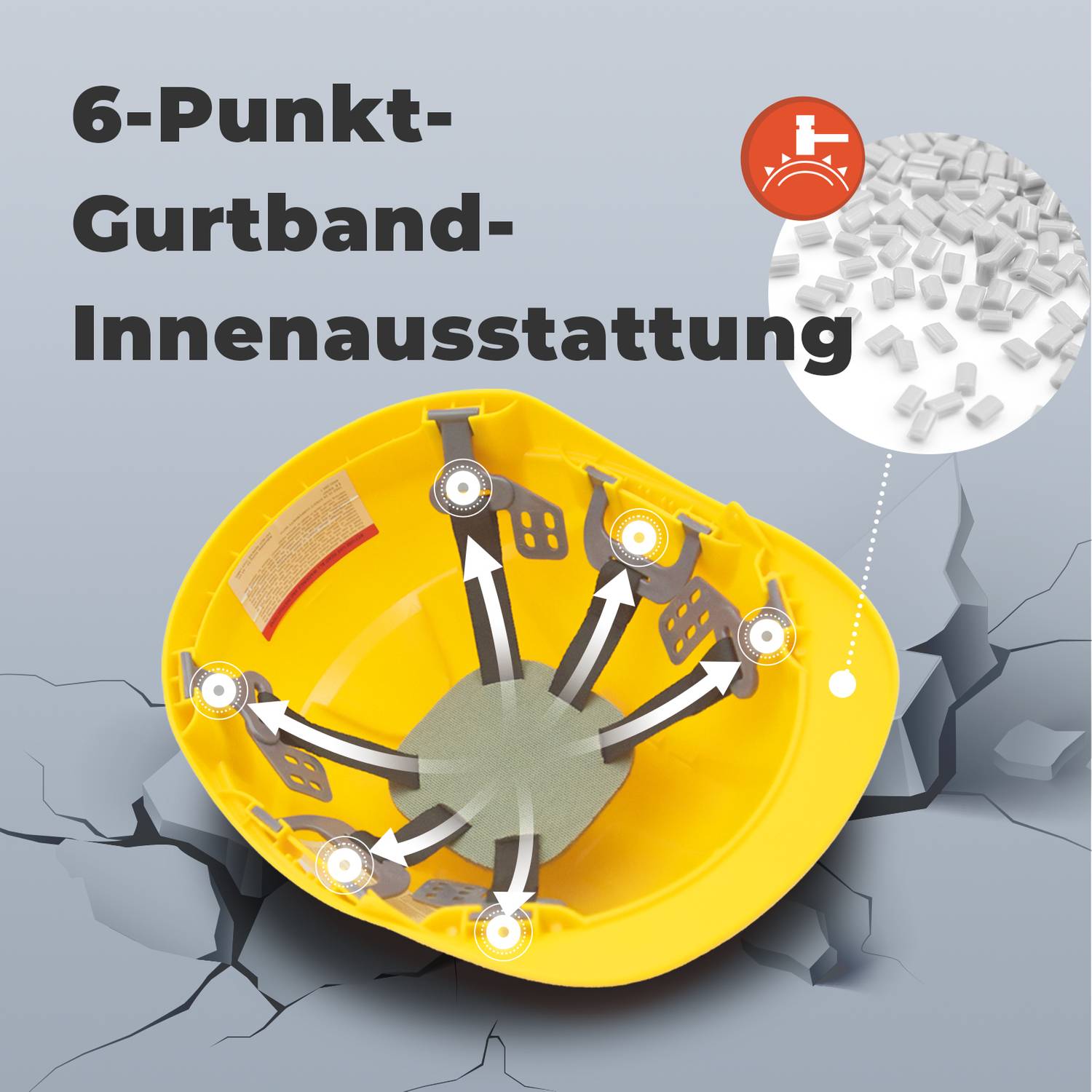 Mustbau MBU-GM16-YEL Bauhelm,Schutzhelm,Arbeitshelm,Bauarbeiterhelm,52-66cm Einstellbar