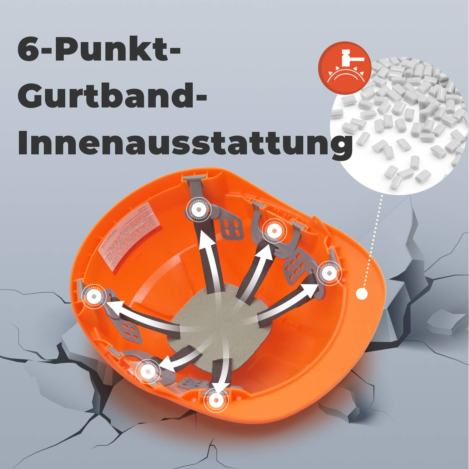 Mustbau MBU-GM16-ORA Bauhelm,Schutzhelm,Arbeitshelm,Bauarbeiterhelm,52-66cm Einstellbar