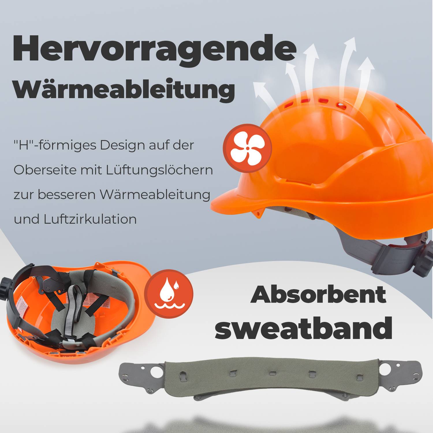 Mustbau MBU-GM16-ORA Bauhelm,Schutzhelm,Arbeitshelm,Bauarbeiterhelm,52-66cm Einstellbar