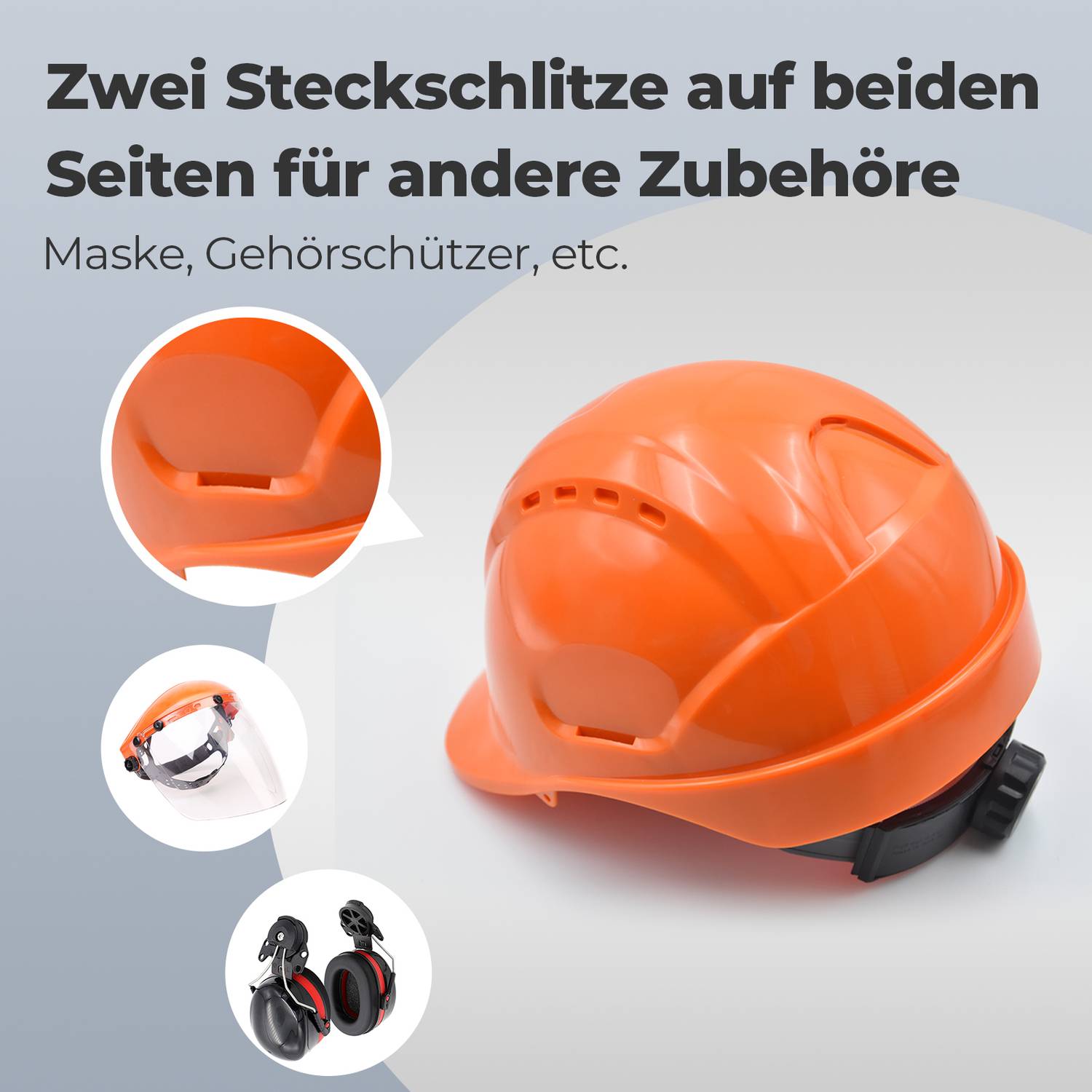 Mustbau MBU-GM16-ORA Bauhelm,Schutzhelm,Arbeitshelm,Bauarbeiterhelm,52-66cm Einstellbar