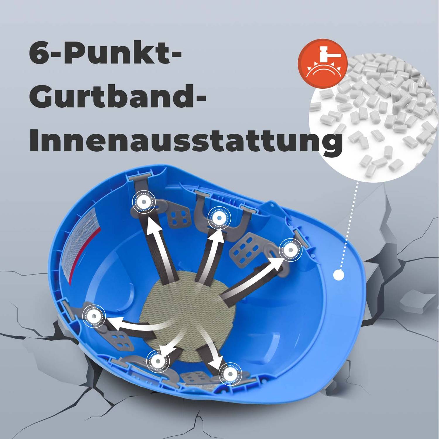 Mustbau MBU-GM16-BLU Bauhelm,Schutzhelm,Arbeitshelm,Bauarbeiterhelm,52-66cm Einstellbar