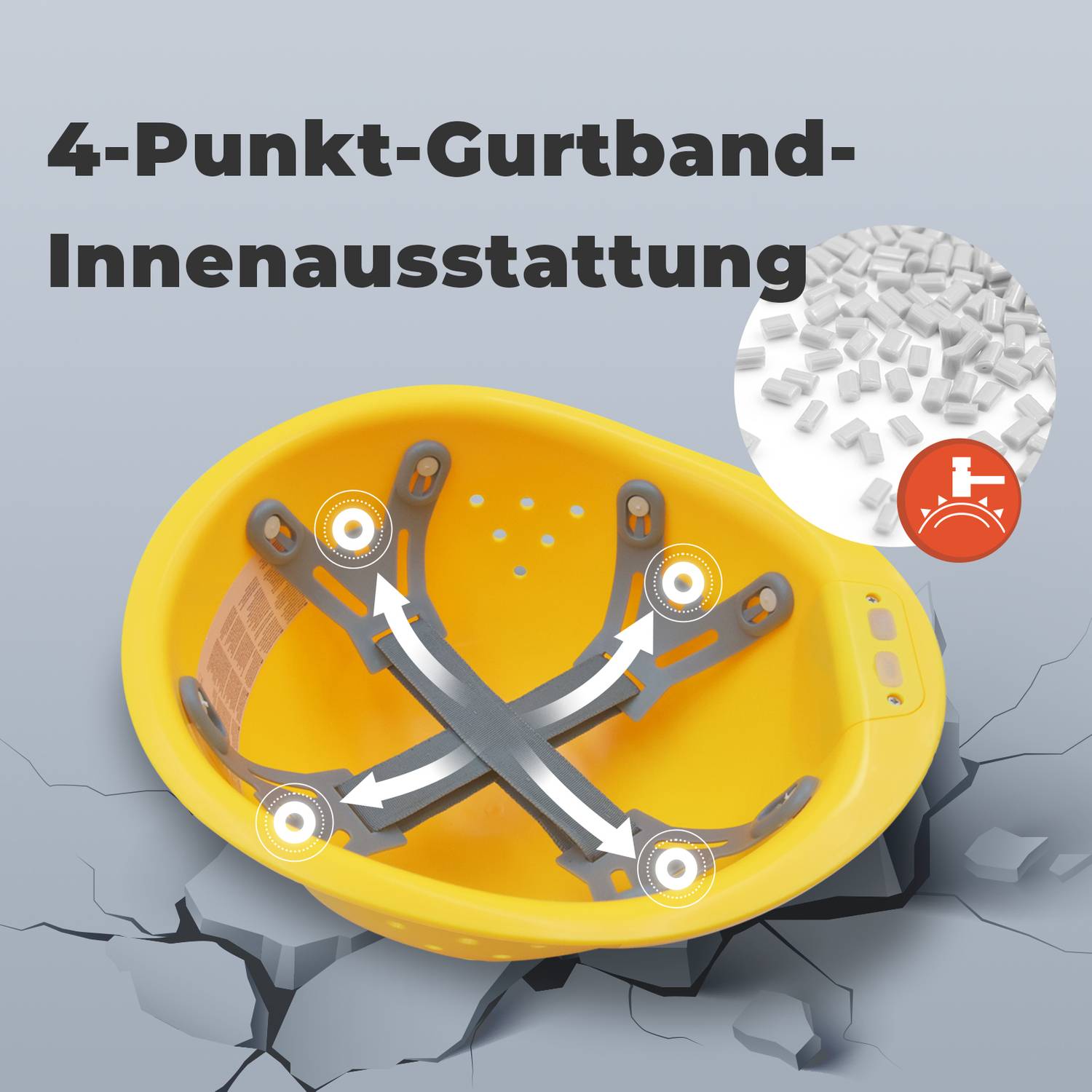 Mustbau MBU-ZC111-YEL Bauhelm,Schutzhelm,Arbeitshelm,Bauarbeiterhelm, USB-Ladegerät-Licht, 53-62cm Einstellbar