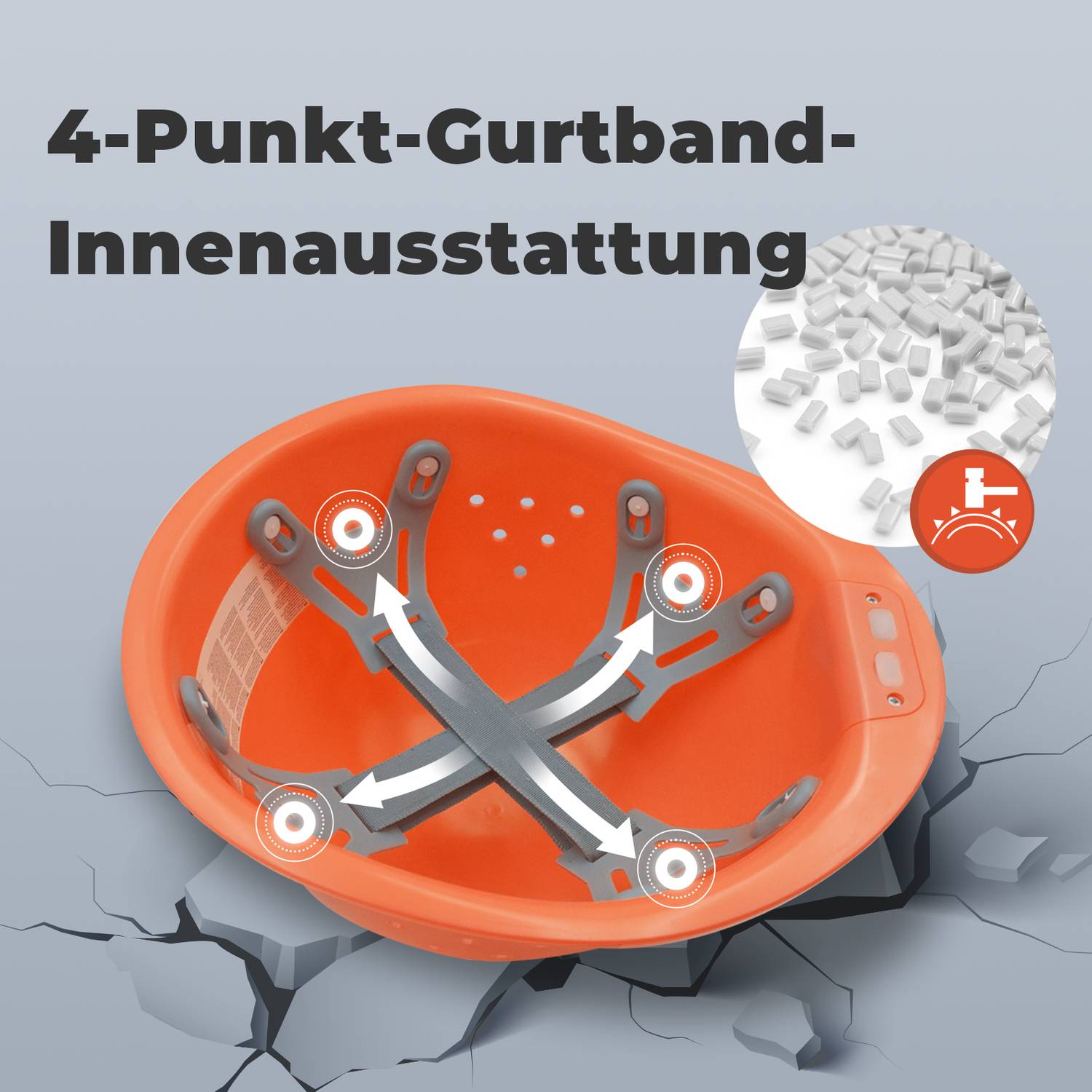 Mustbau MBU-ZC111-ORA Bauhelm,Schutzhelm,Arbeitshelm,Bauarbeiterhelm, USB-Ladegerät-Licht, 53-62cm Einstellbar